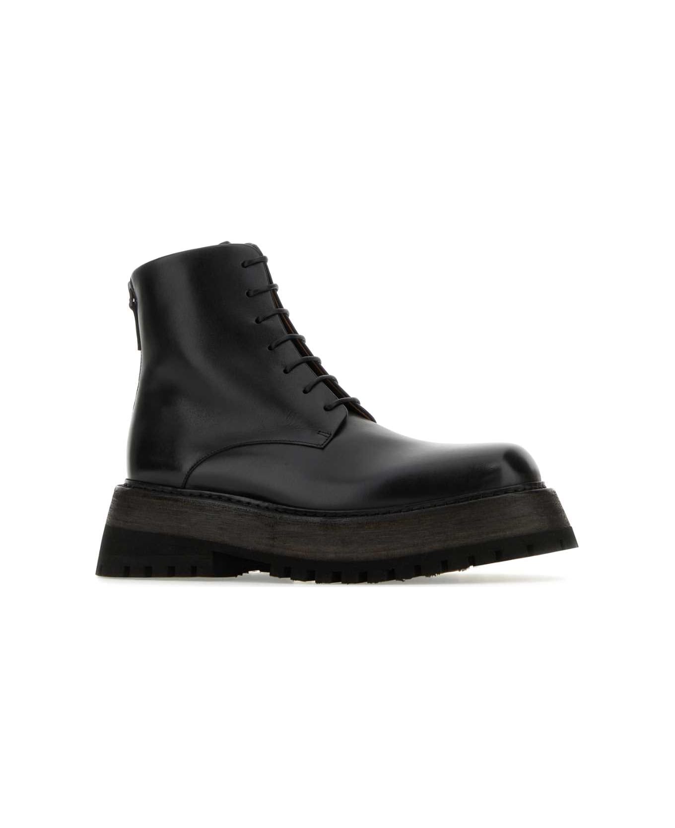 Marsell Black Leather Ankle Boots - BLACK
