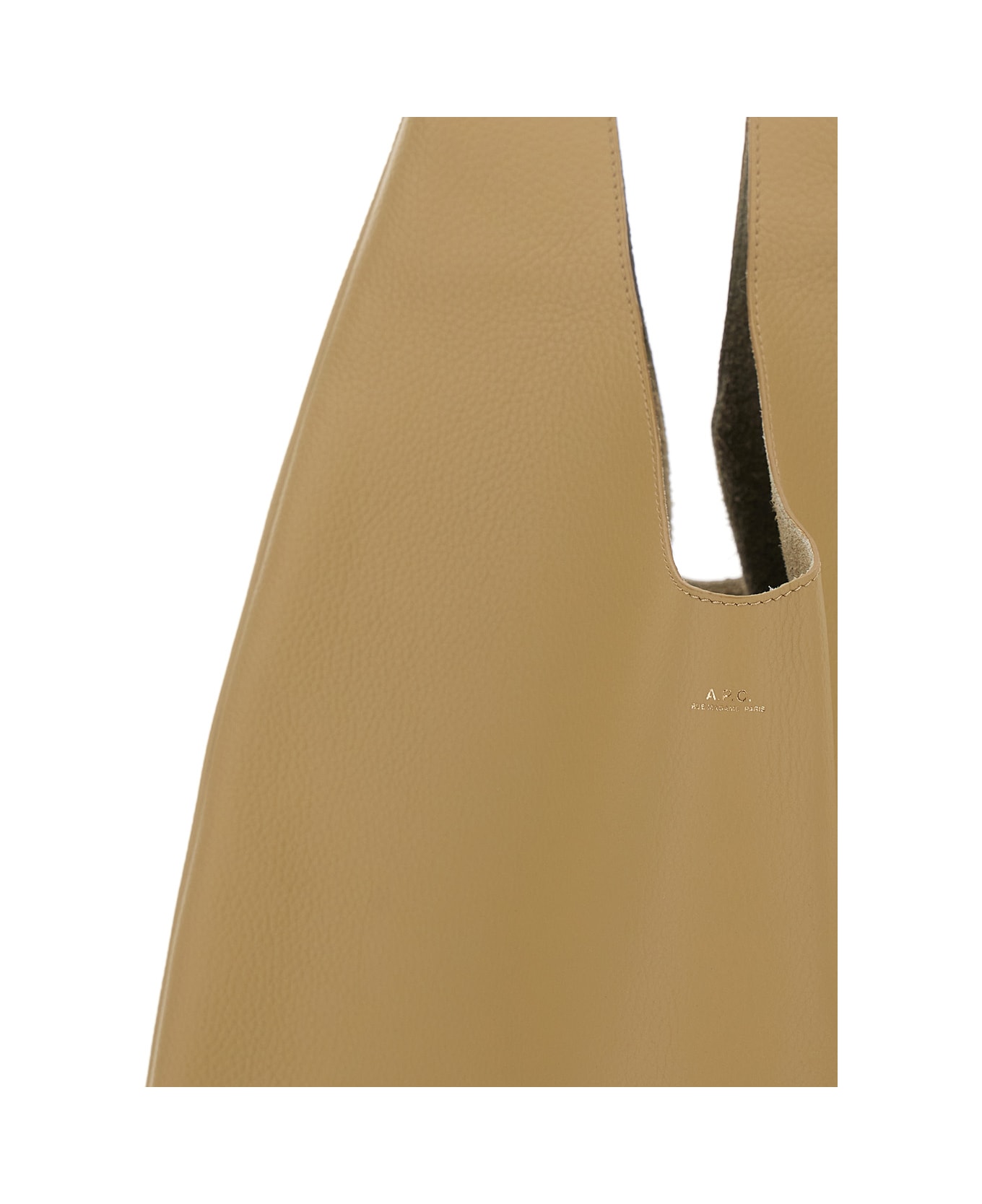 A.P.C. 'le Neige' Beige Shoulder Bag With Embossed Logo On The Front In Hammered Leather Woman - Beige