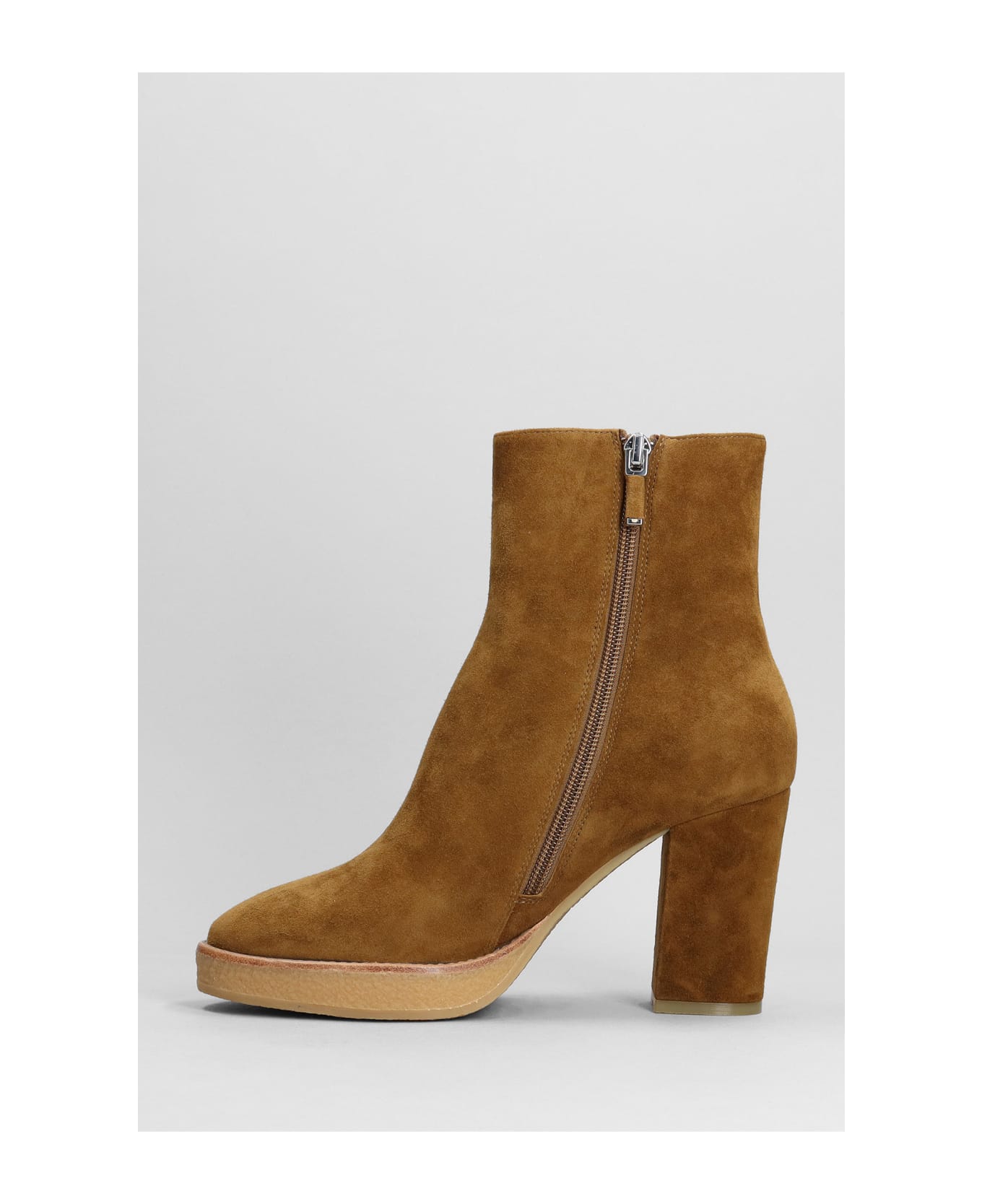 Lola Cruz High Heels Ankle Boots In Leather Color Suede - leather color