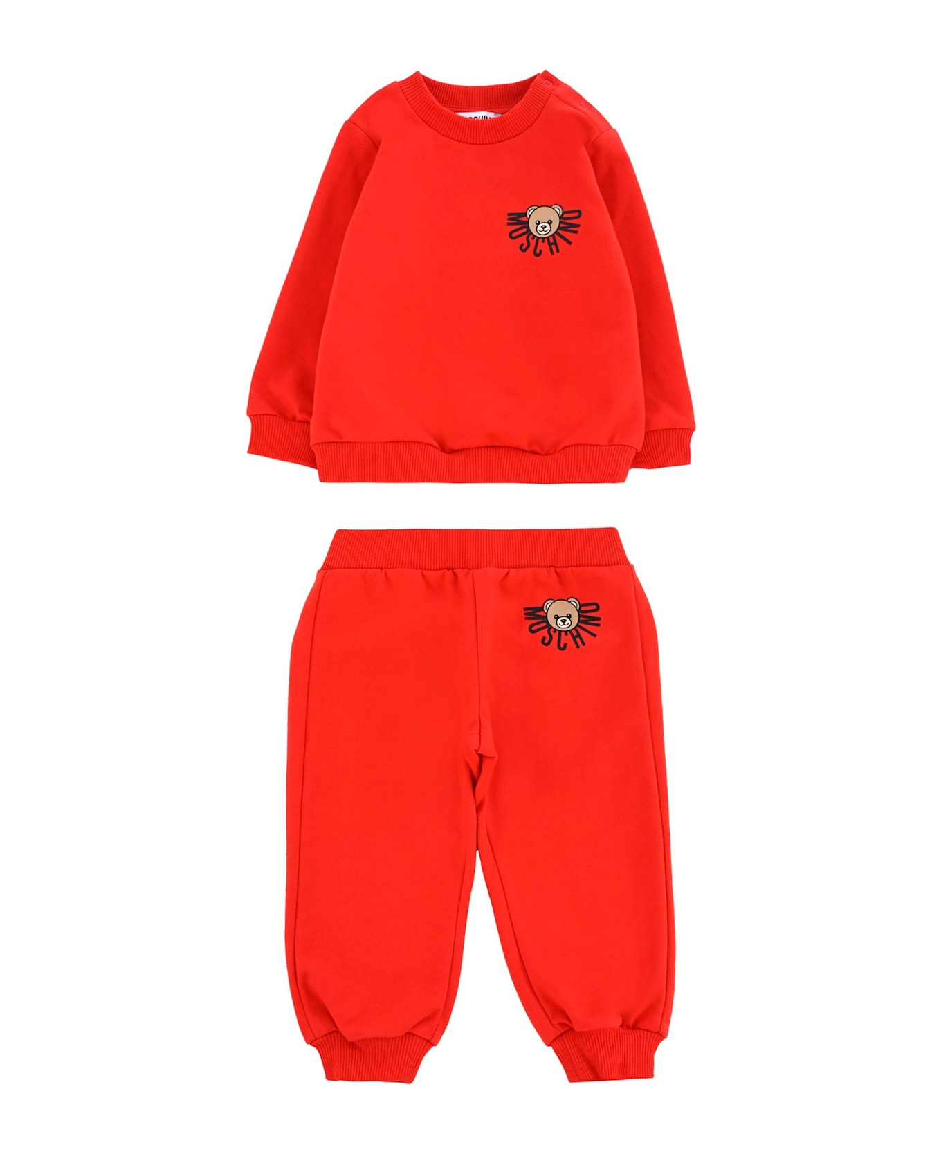 Moschino Red Suit For Babykids With Tedy Bear - Red ボディスーツ＆セットアップ