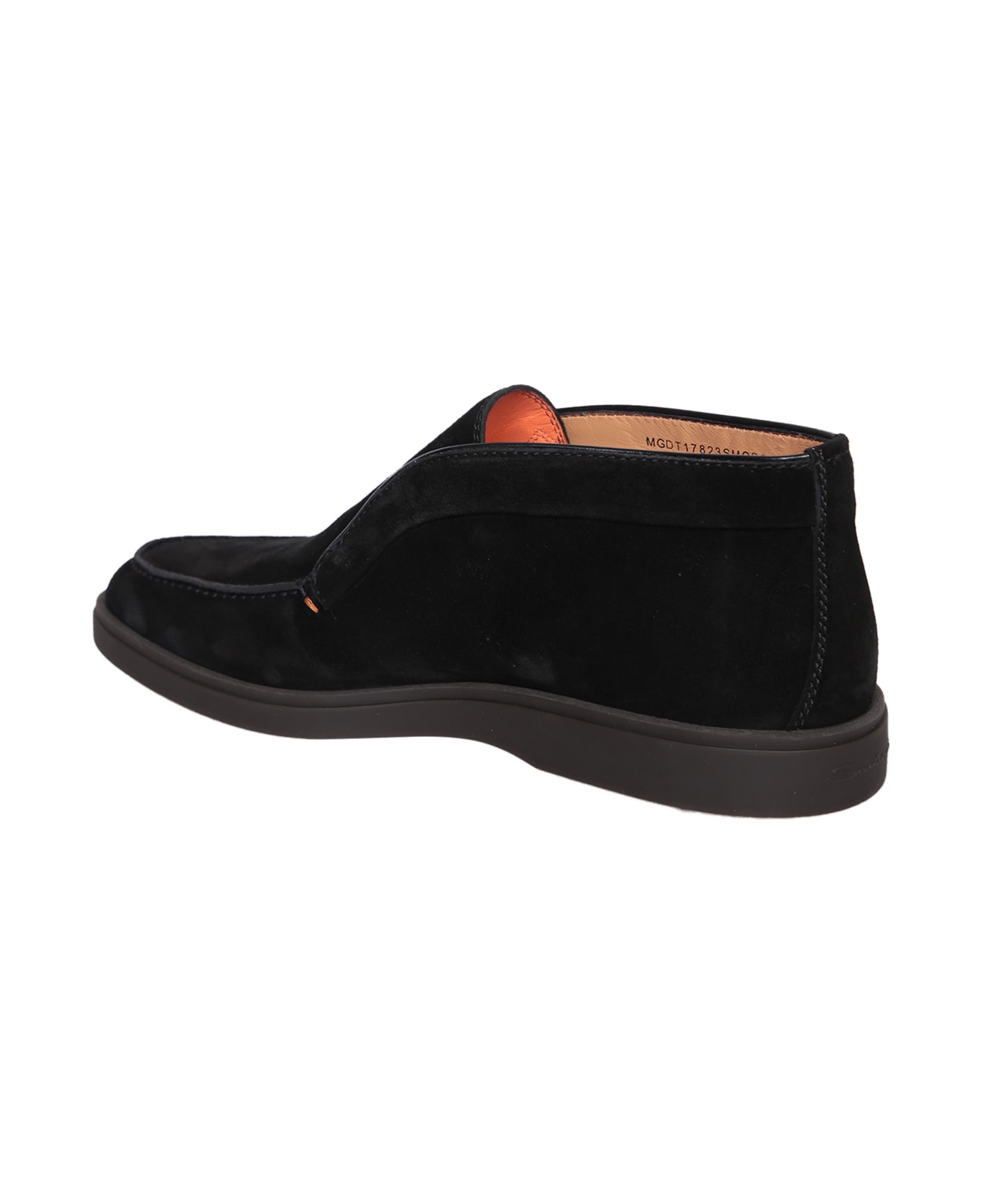 Santoni Suede Black Ankle Boots - Black