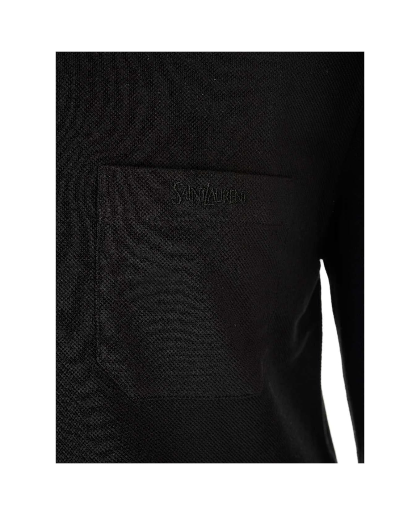 Saint Laurent Button Detailed Long-sleeved Polo Shirt