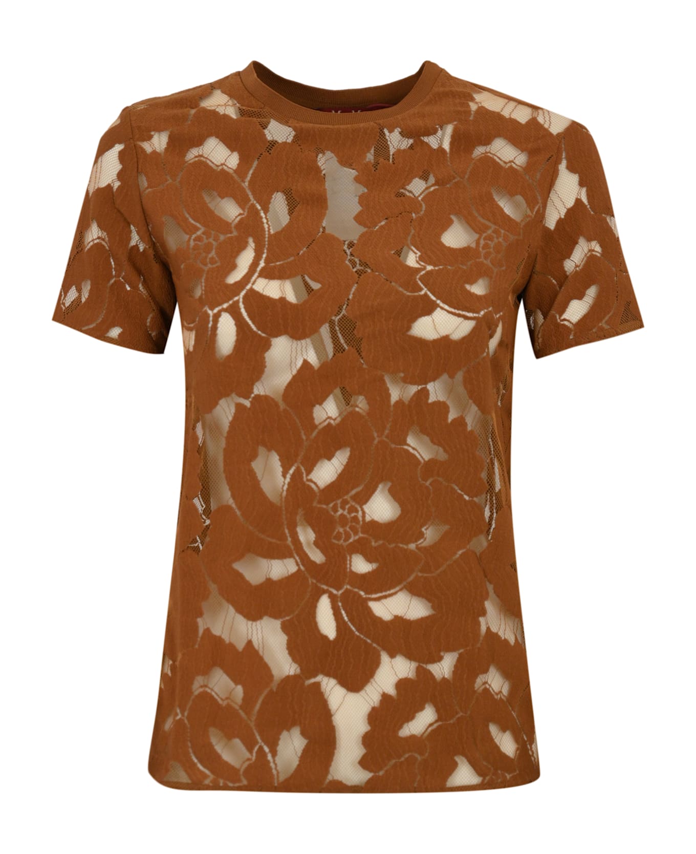 Max Mara Studio "derna" Lace T-shirt - Cuoio