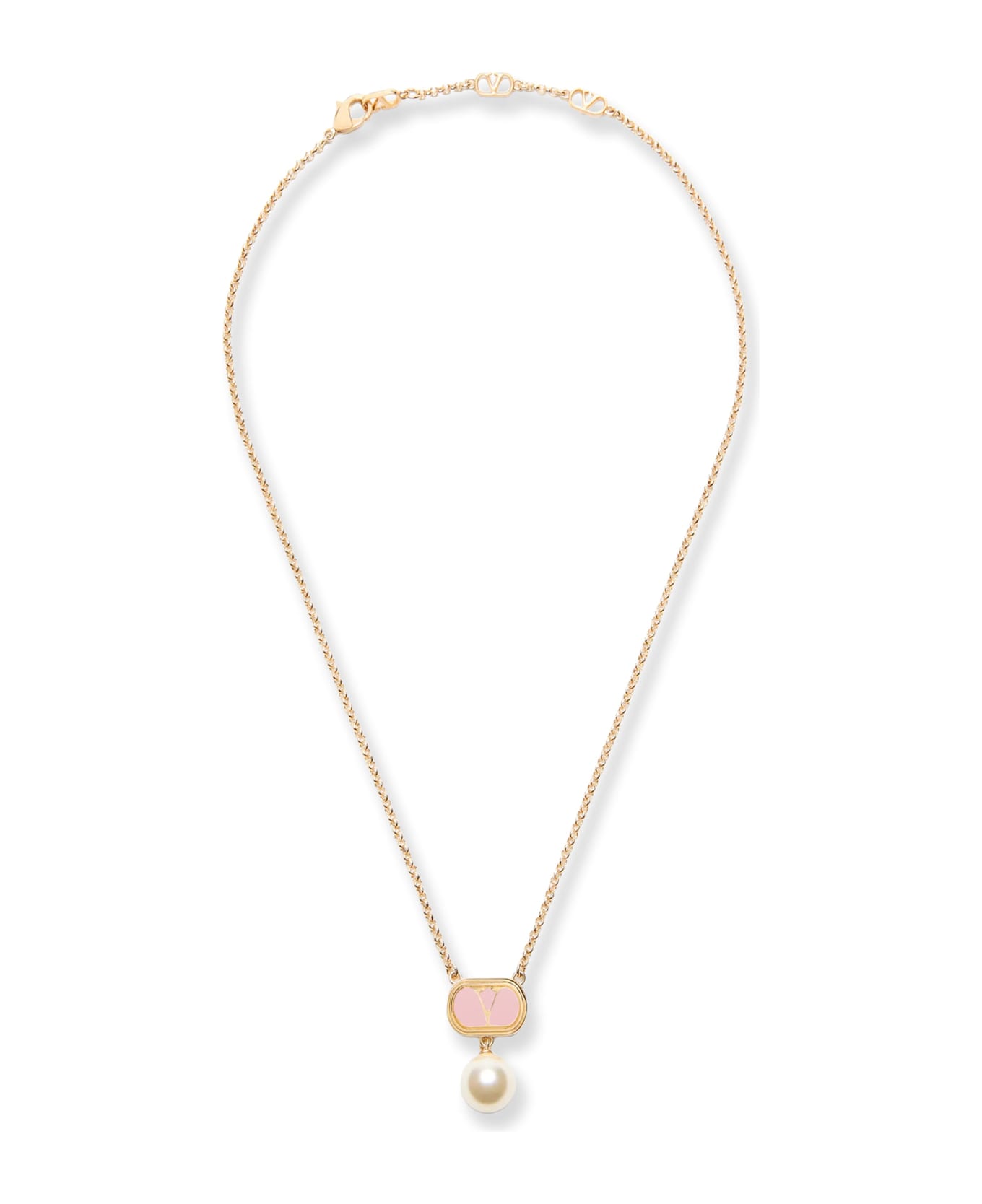 Valentino Garavani Ovalette Metal Necklace - ORO/ROSA/CREAM