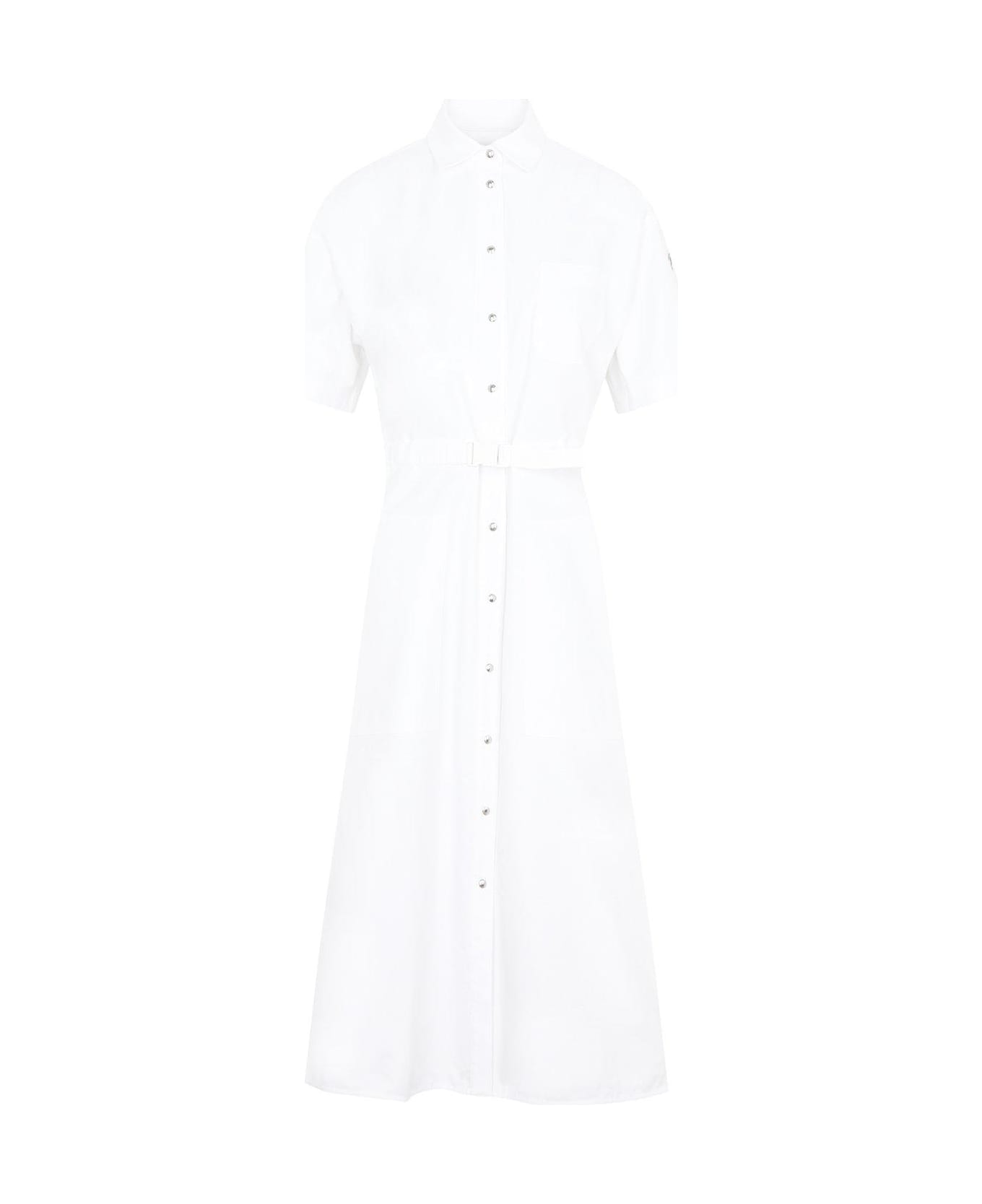 Moncler Belted Midi Shirt Dress - Bianco