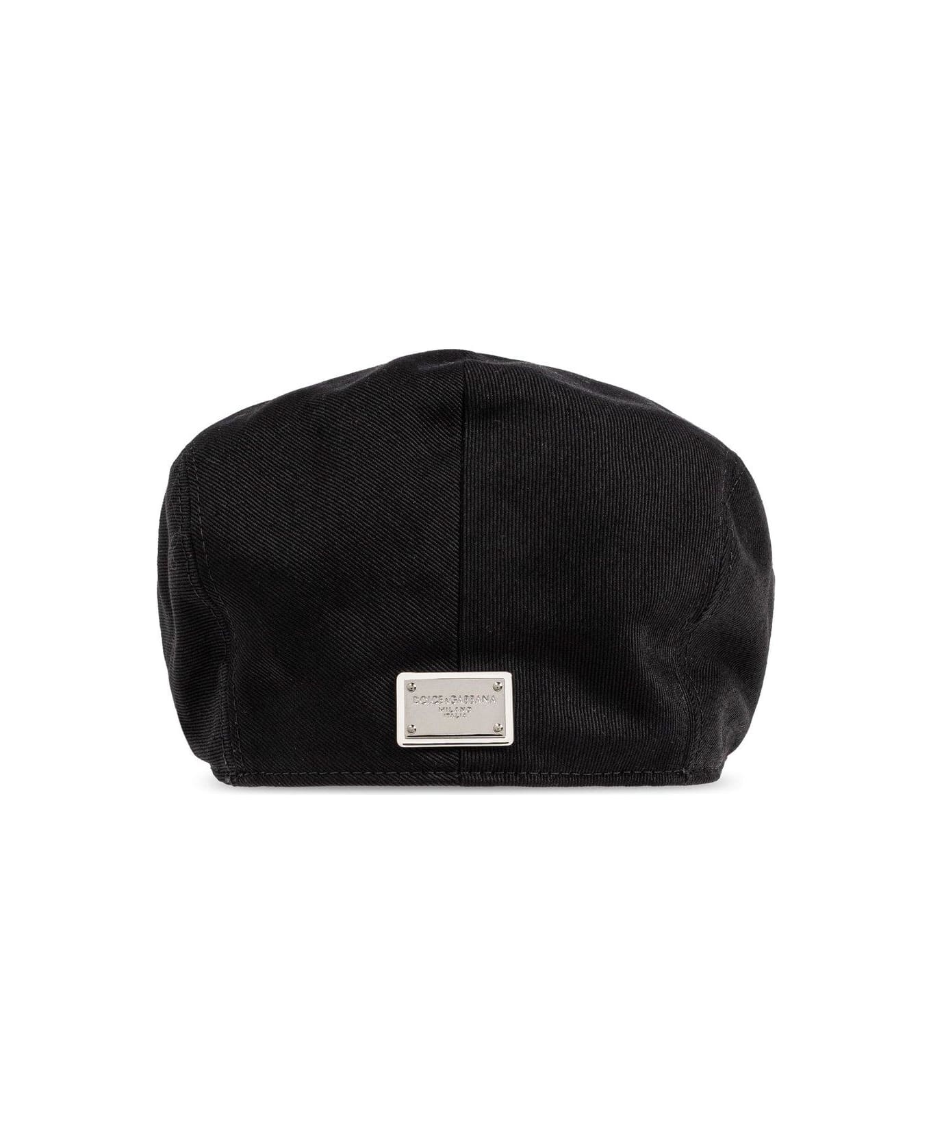 Dolce 
Gabbana Logo Plaque Flat Cap - Black