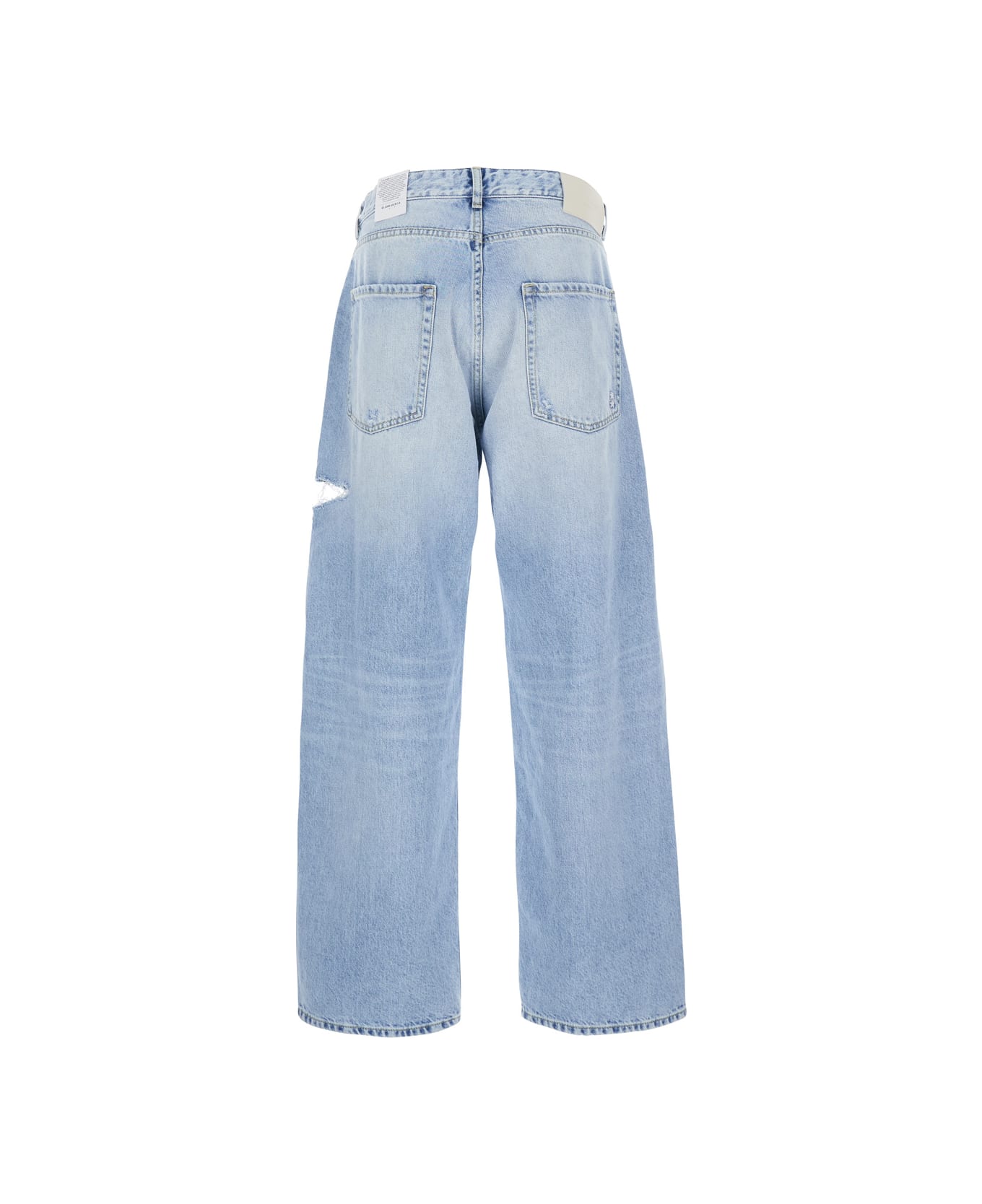 Icon Denim Light Blue Jeans With Cut-out Details On The Front And Wide Leg In Denim Man - Blue