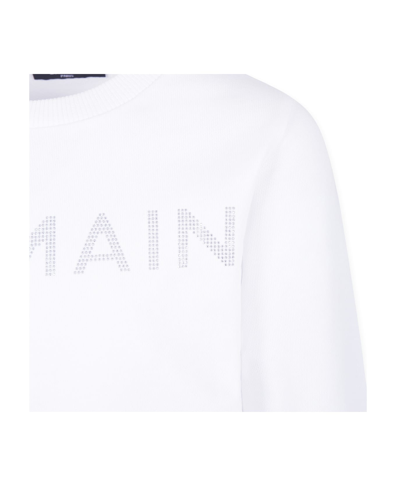 Balmain White Sweatshirt For Girl With Logo - White