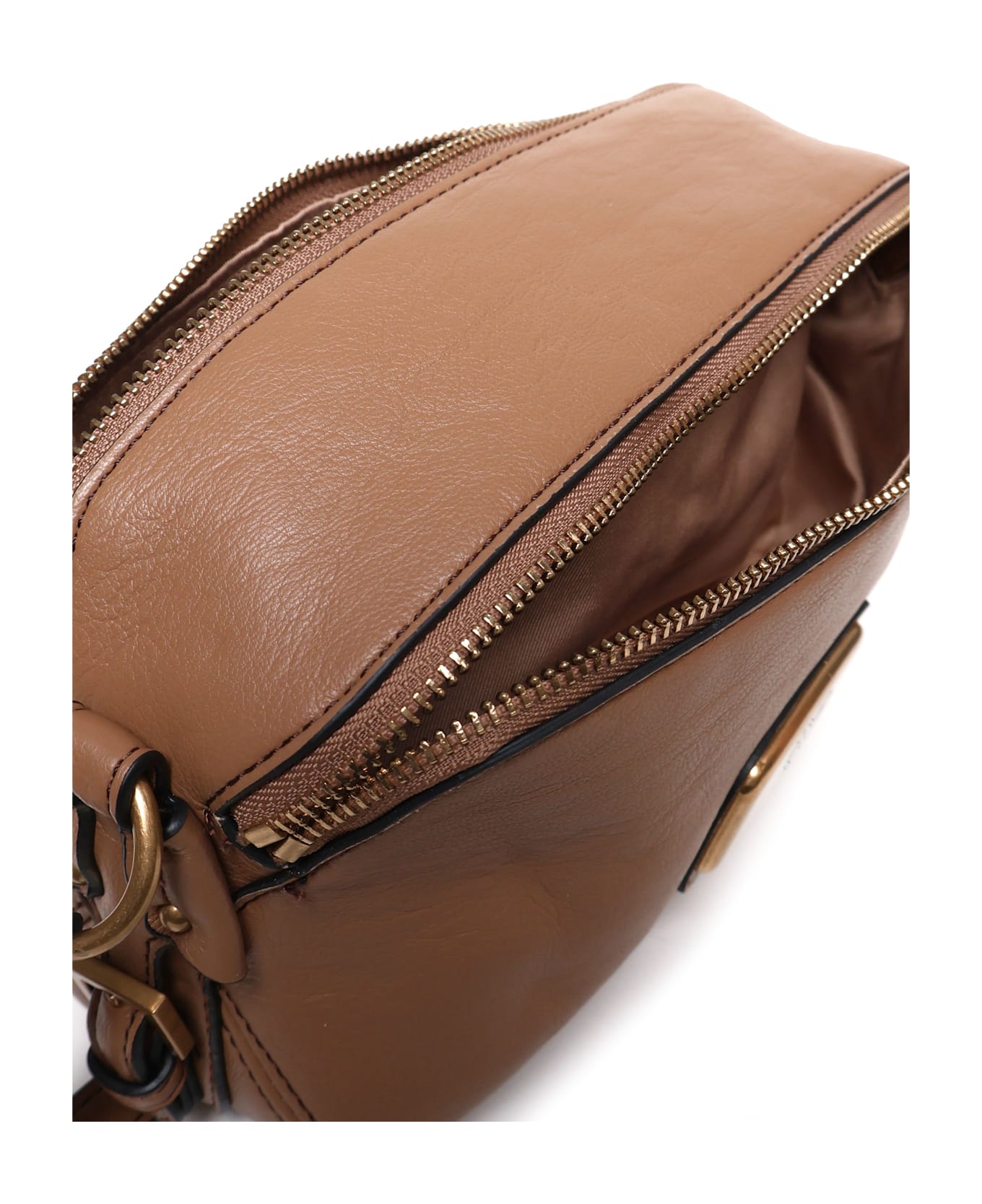 Love Moschino Camera Bag Soft In Leather - CHESTNUT