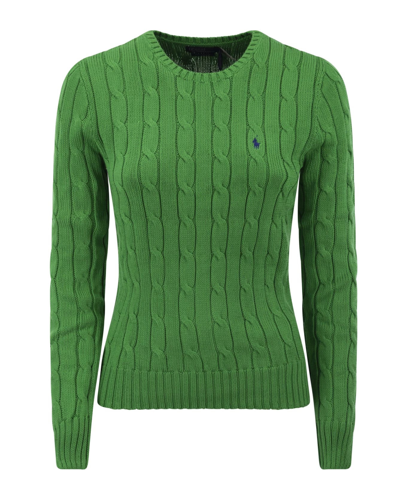 Polo Ralph Lauren Cable Knit Pullover With Contrasting Embroidered Logo - Green