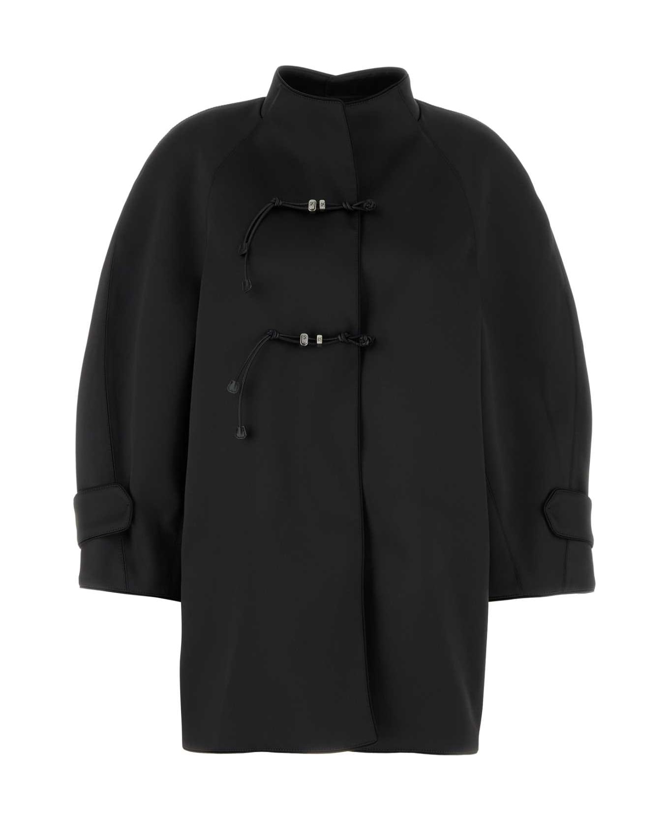 Ermanno Scervino Black Stretch Polyester Coat - 95708