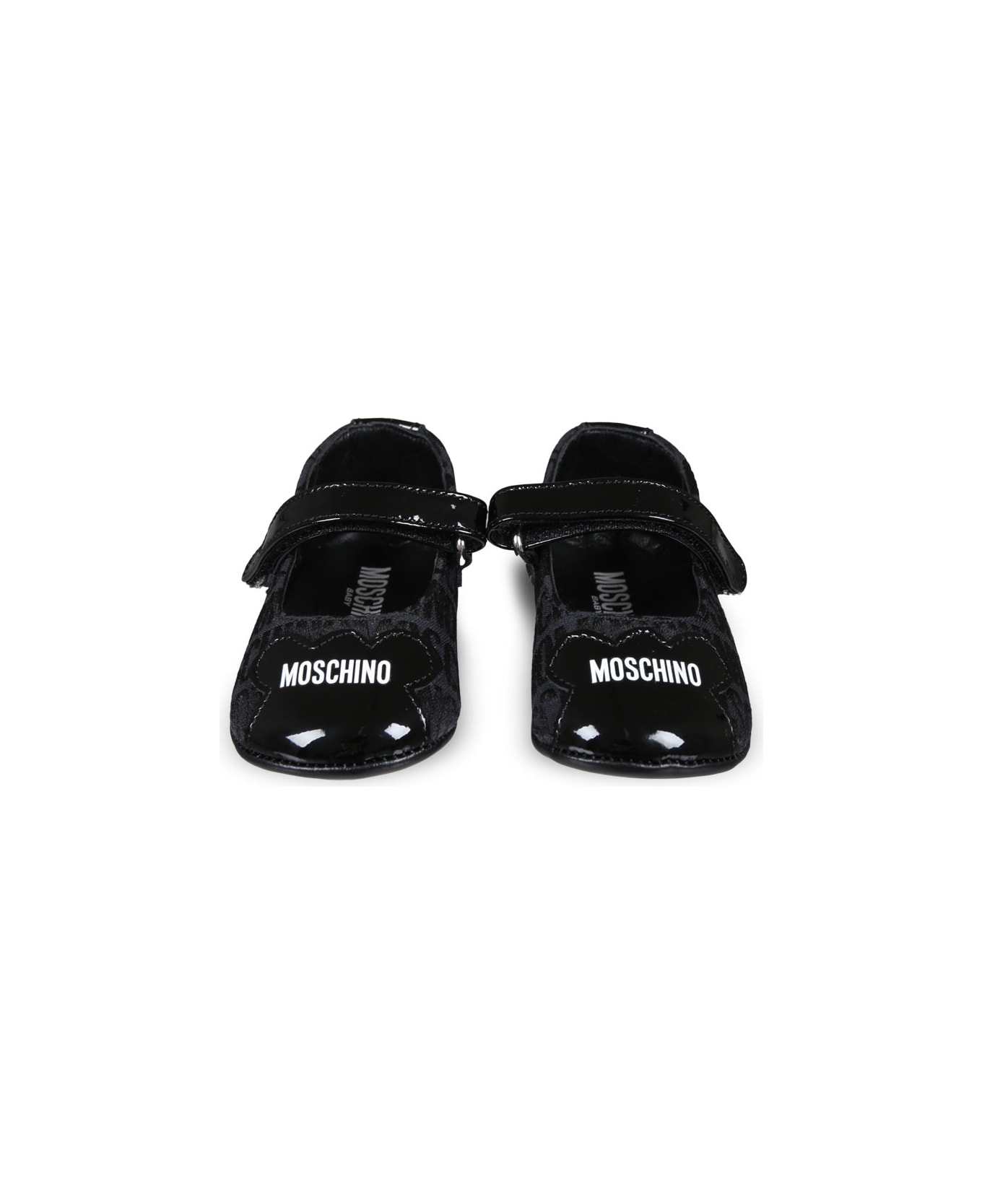 Moschino Black Ballet Flats For Baby Girl With Logo - Black