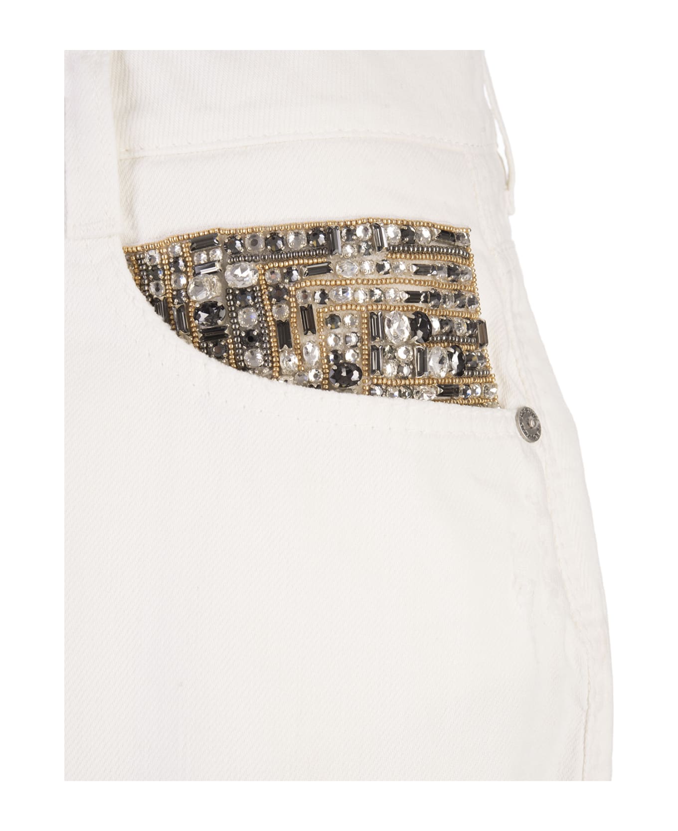 Ermanno Scervino White Shorts With Jewel Detailing - White