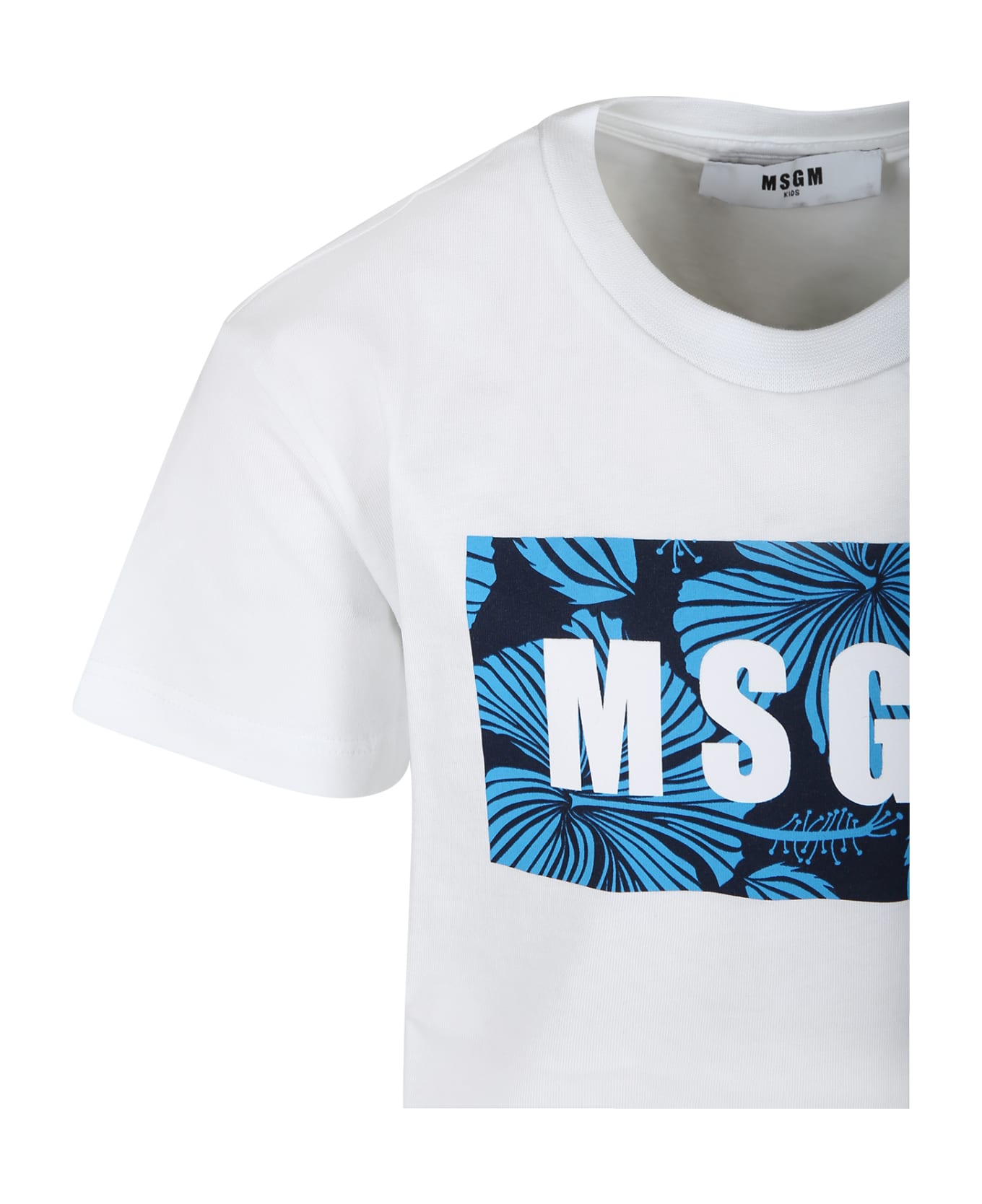 MSGM White T-shirt For Boy With Logo Tシャツ＆ポロシャツ