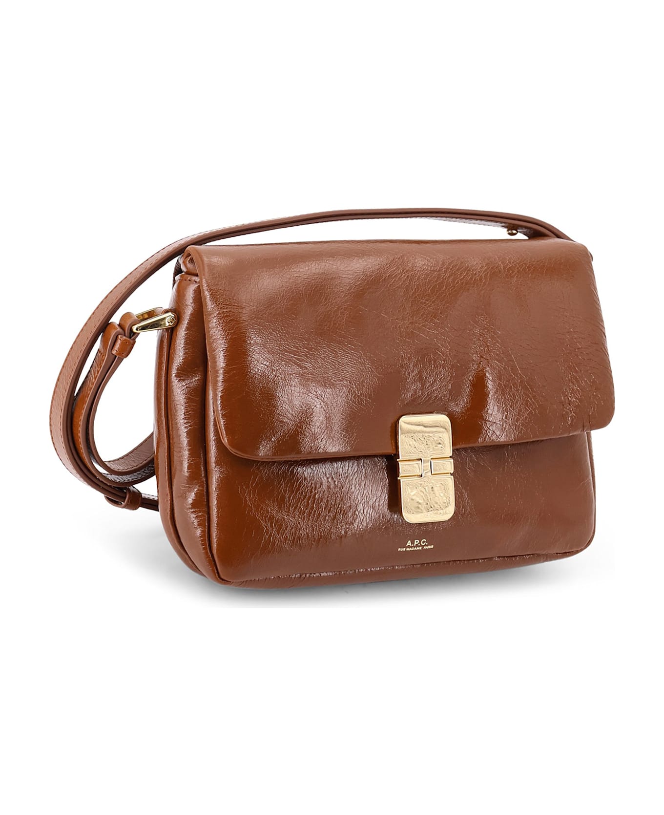 A.P.C. Grace Leather Shoulder Bag - BROWN