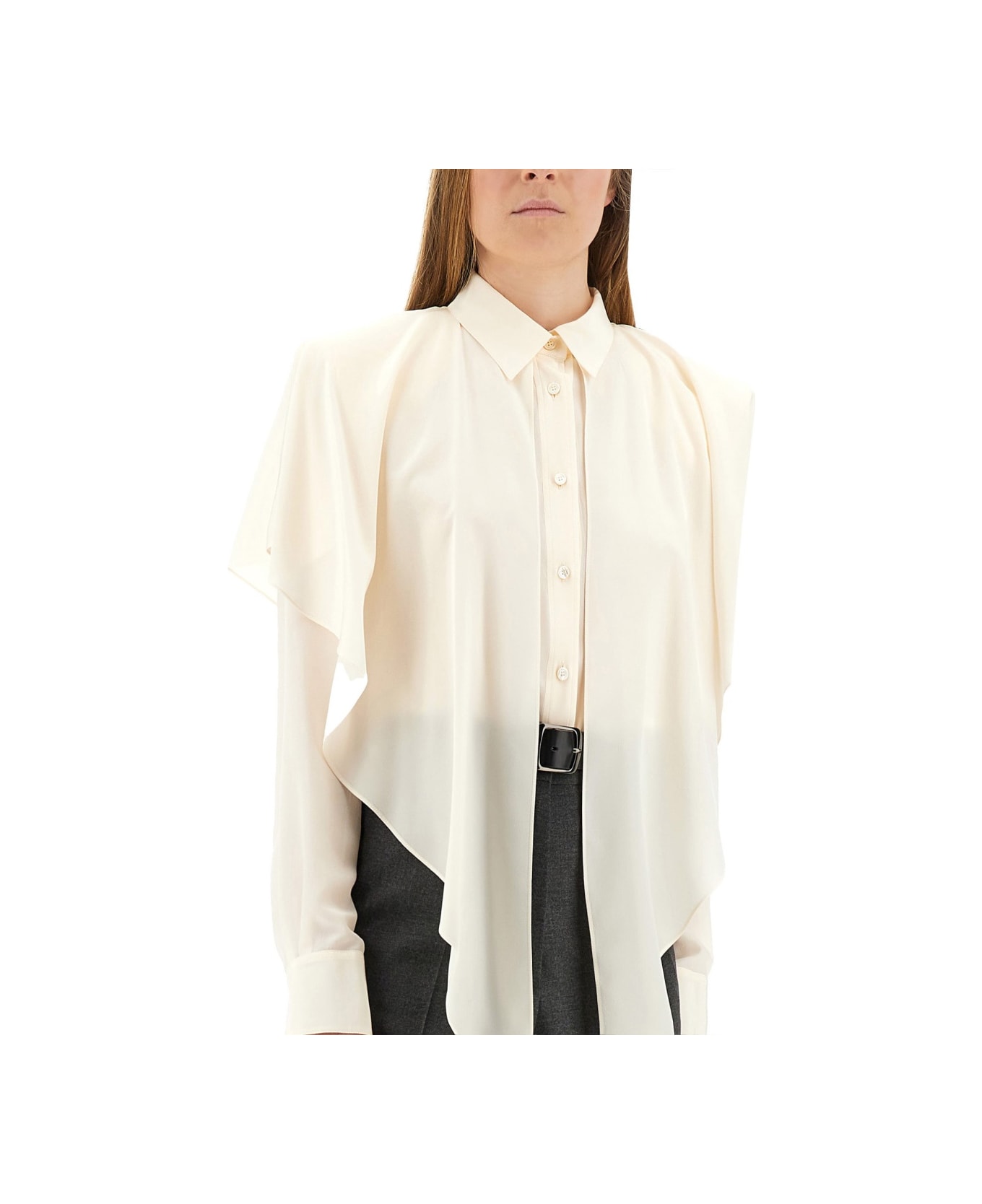 Stella McCartney Semi-transparent Shirt With Layered Panel - IVORY