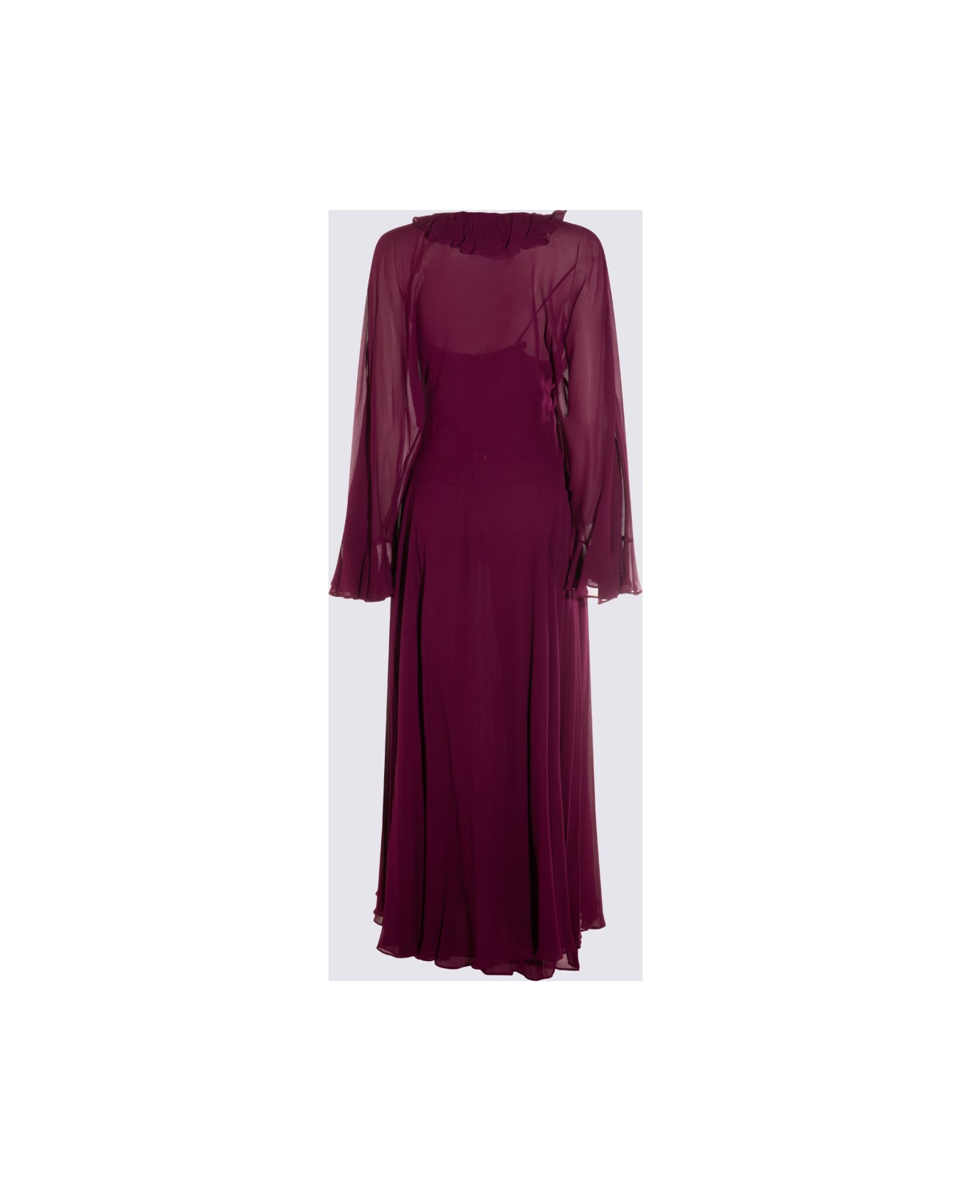 TwinSet Dark Red Viscose Maxi Dress - RED PLUM