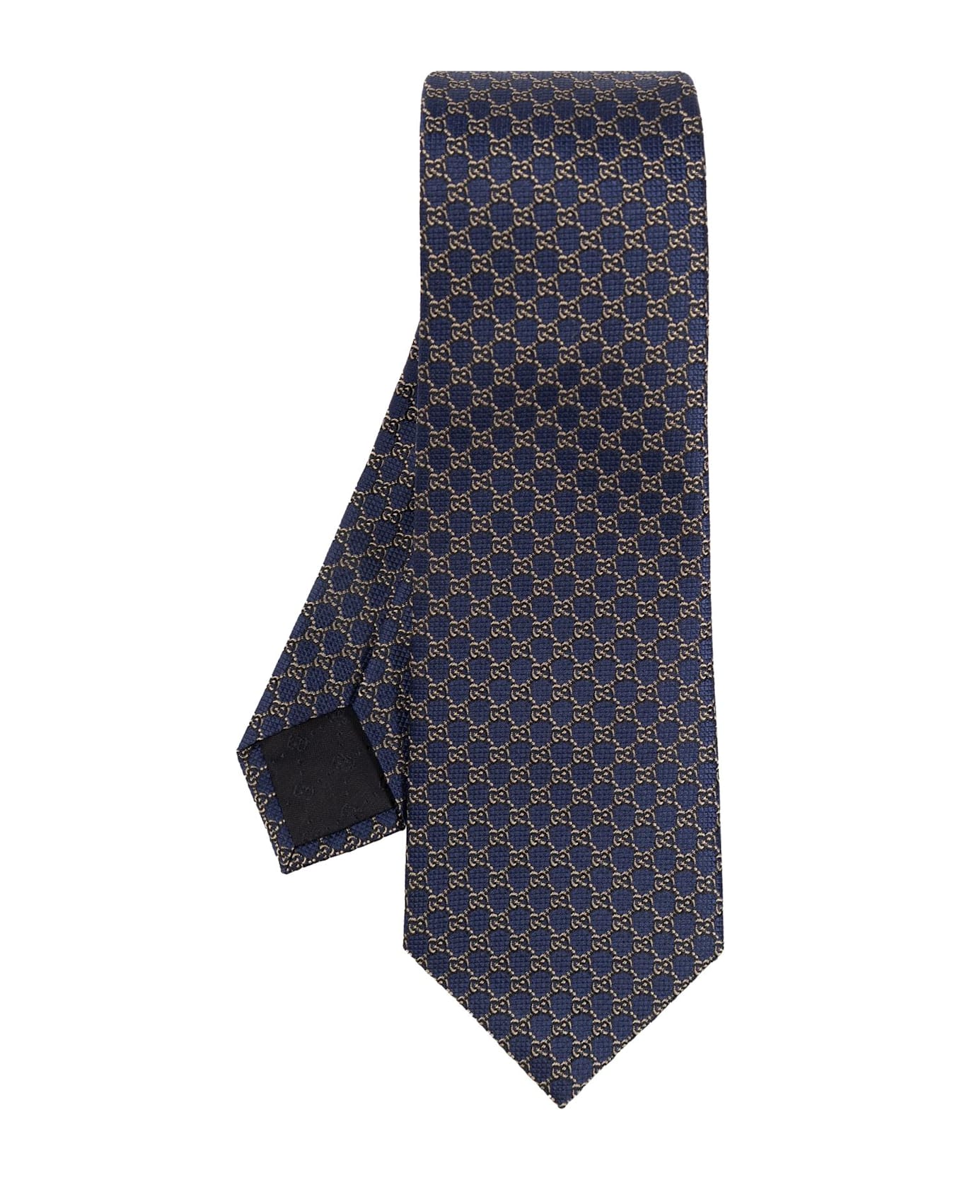 Gucci Silk Tie With Monogram - Sapphire/black