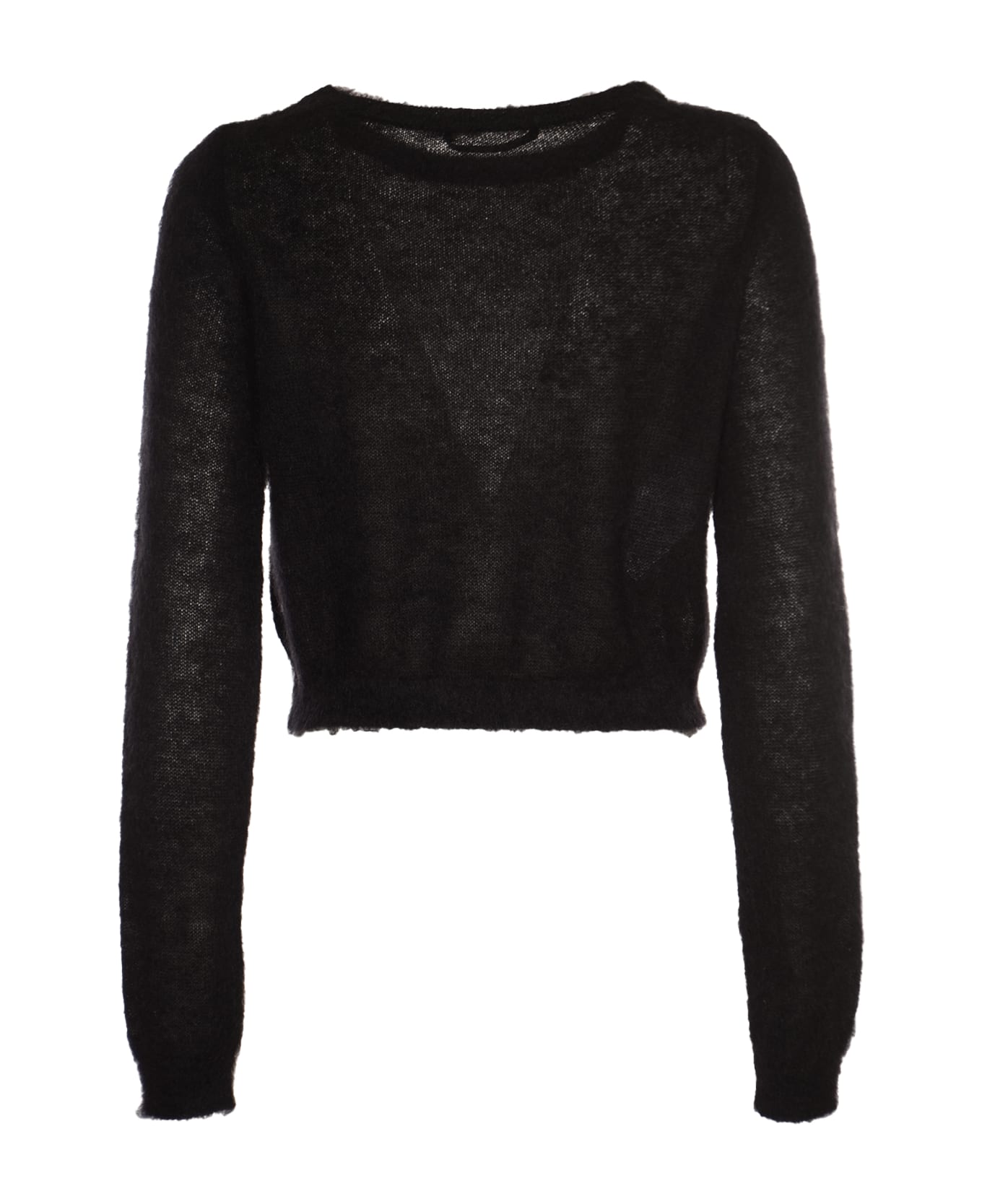 Alberta Ferretti Rib Trim Plain Knit Sweater - Black