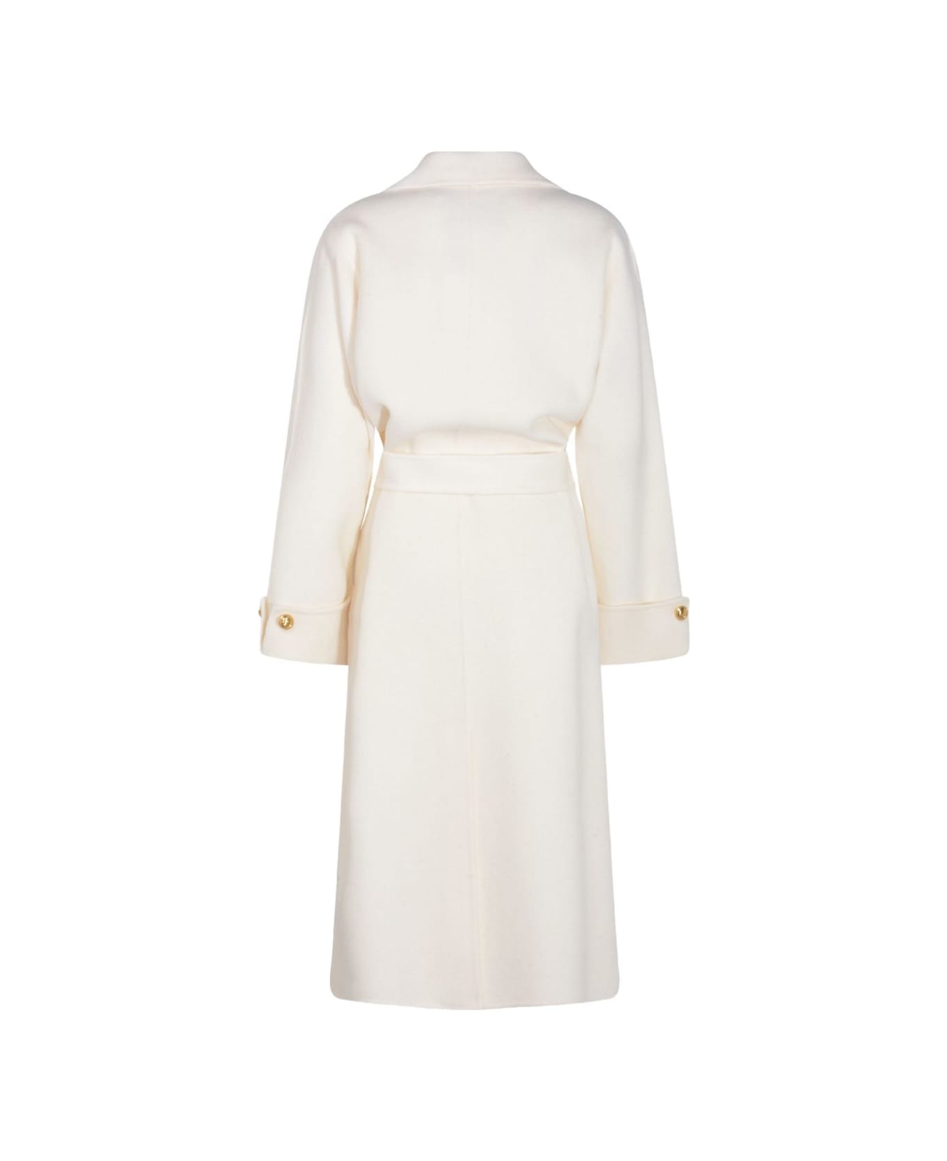 Elisabetta Franchi Wool Belted Coat - White