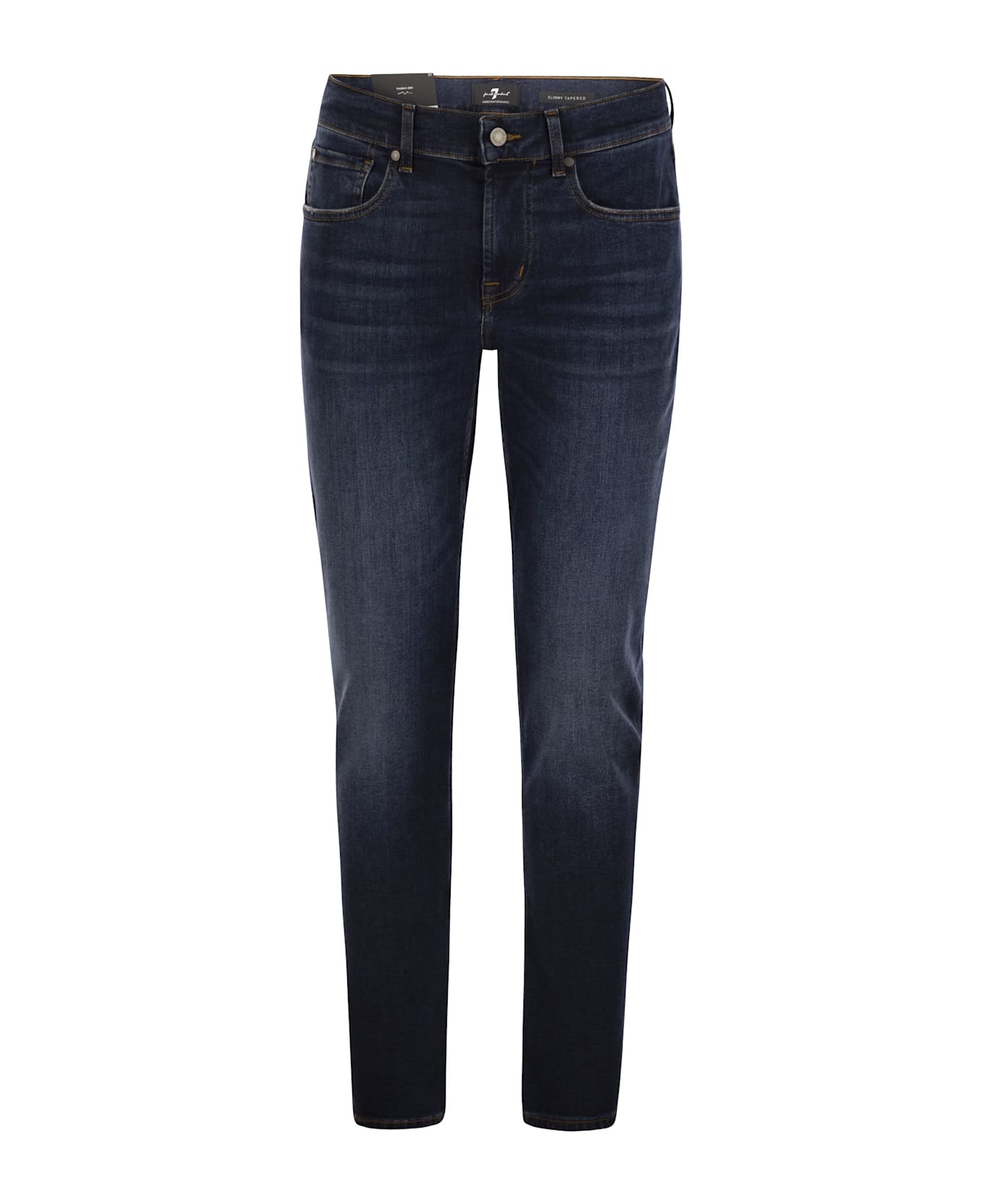 7 For All Mankind Slimmy Tapered Alto - Mid-rise Skinny Jeans - Dark Denim