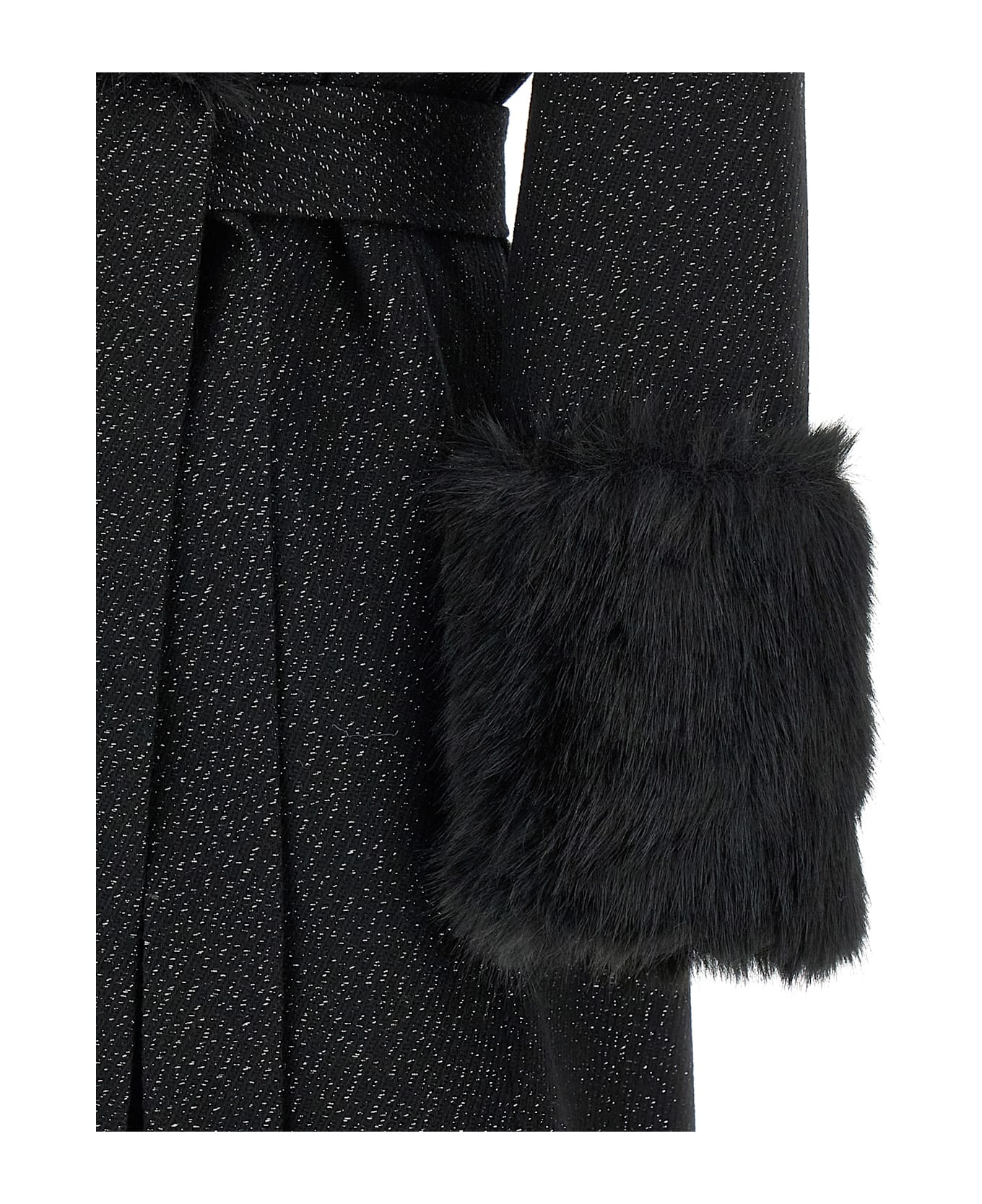 TwinSet Lamé Thread Coat - Black  