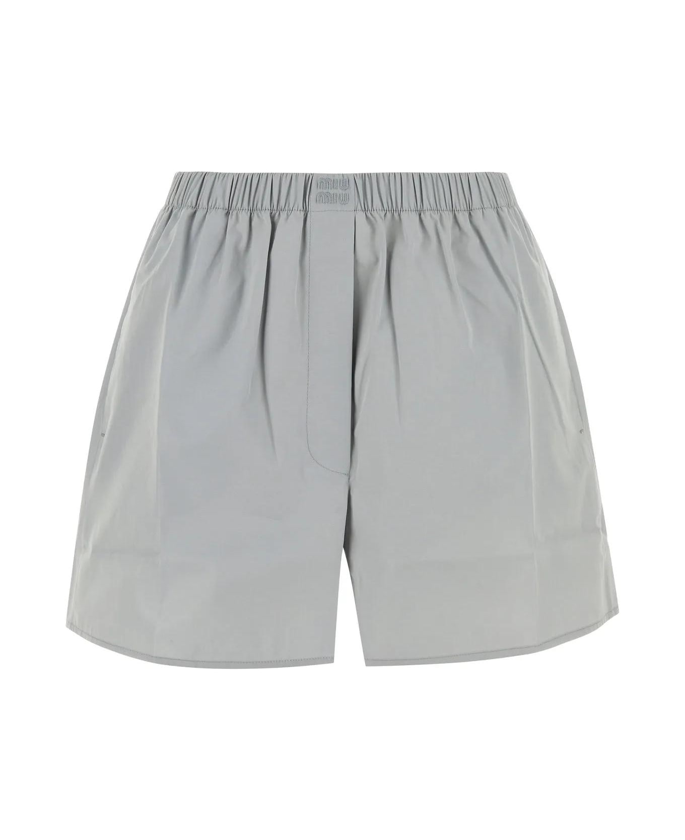 Miu Miu Light Grey Cotton Shorts - GREY