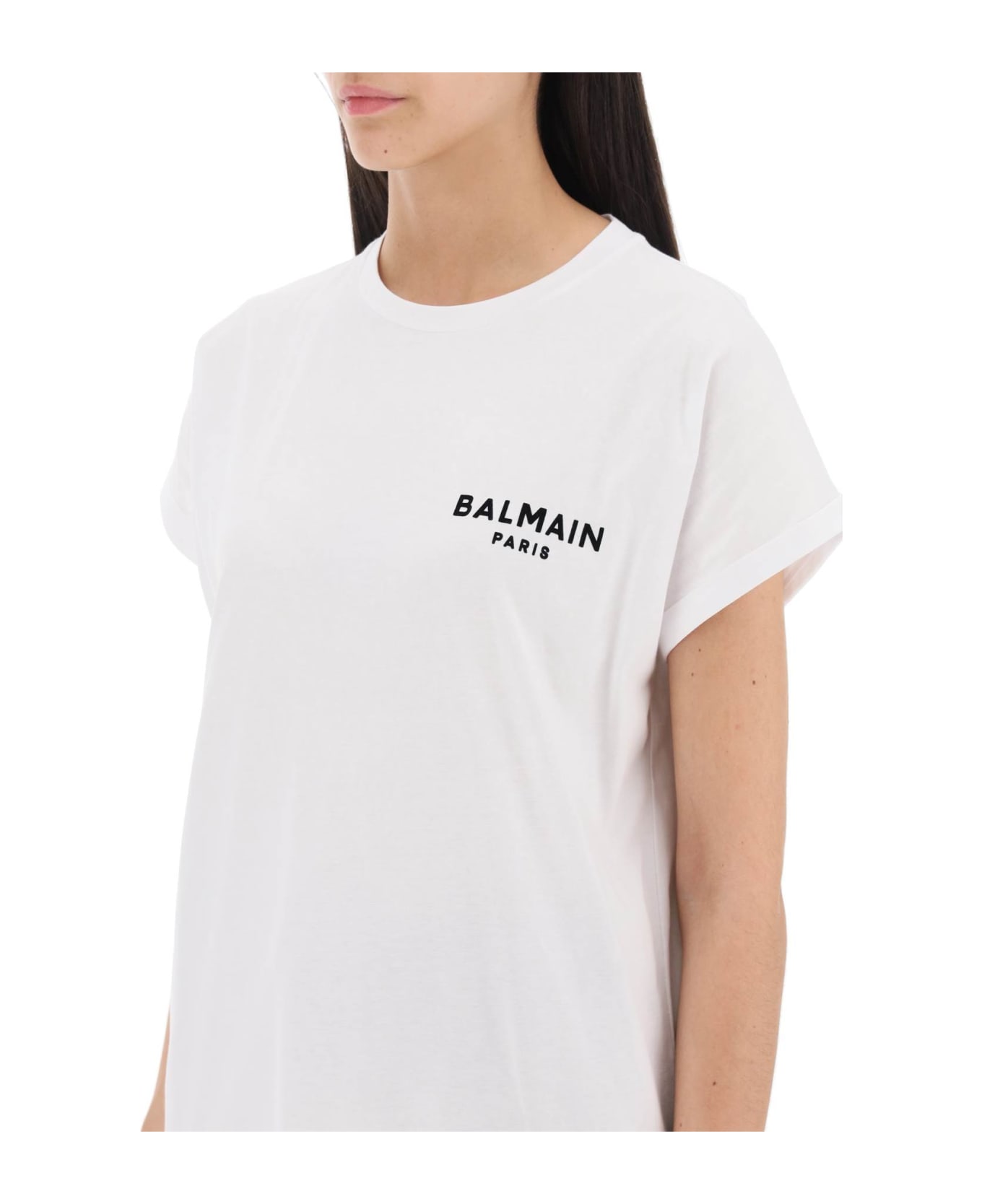 Balmain Flocked Logo T-shirt - White