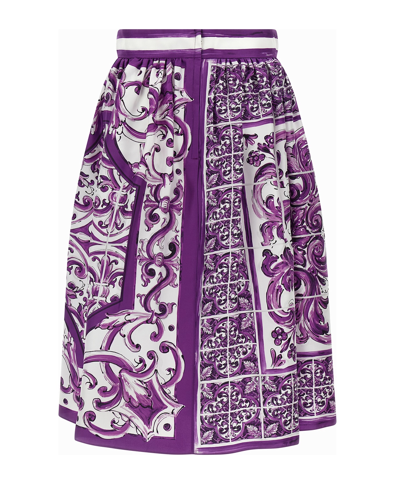 Dolce 
Gabbana 
maiolica
 Print Silk Skirt - Multicolor