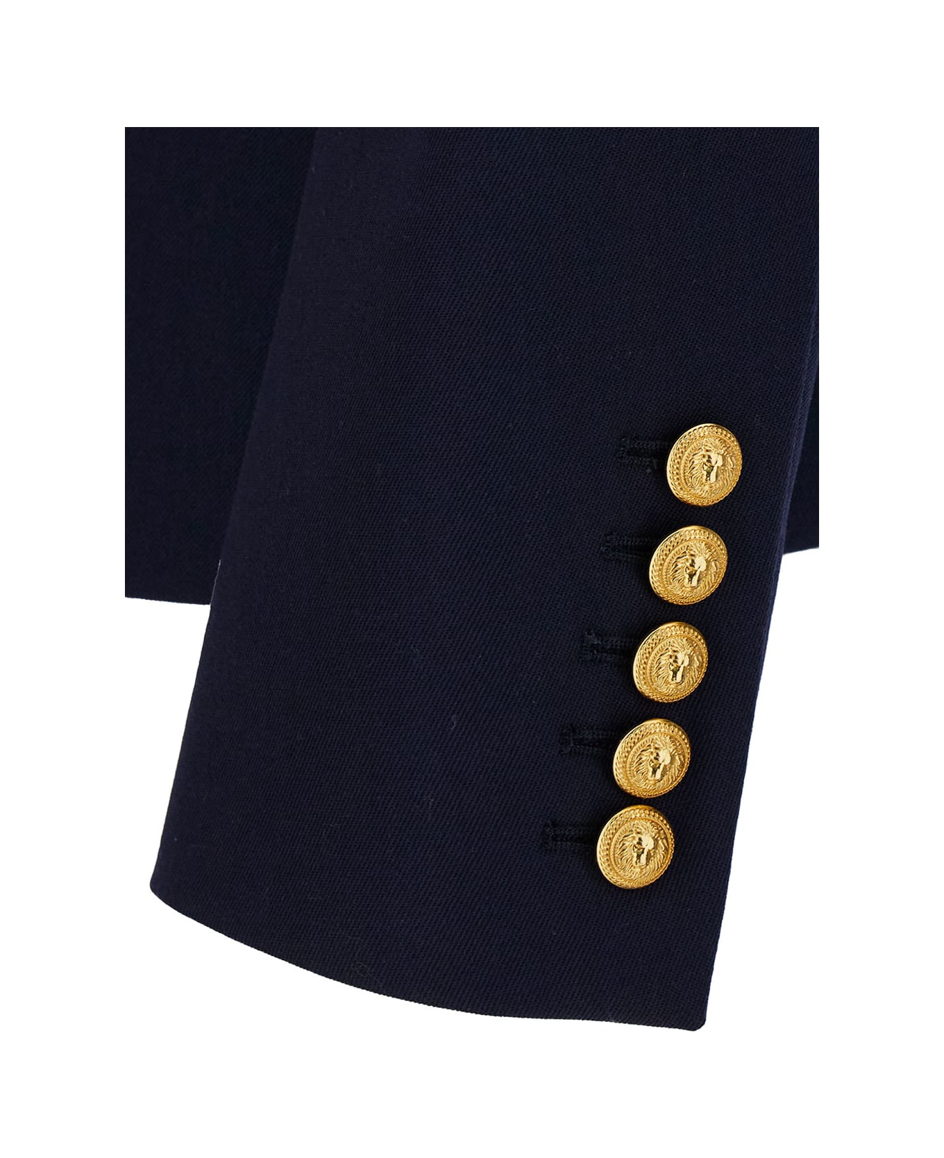 Balmain Blue Double-breasted Jacket With Jewel Buttons In Wool Woman - Blu