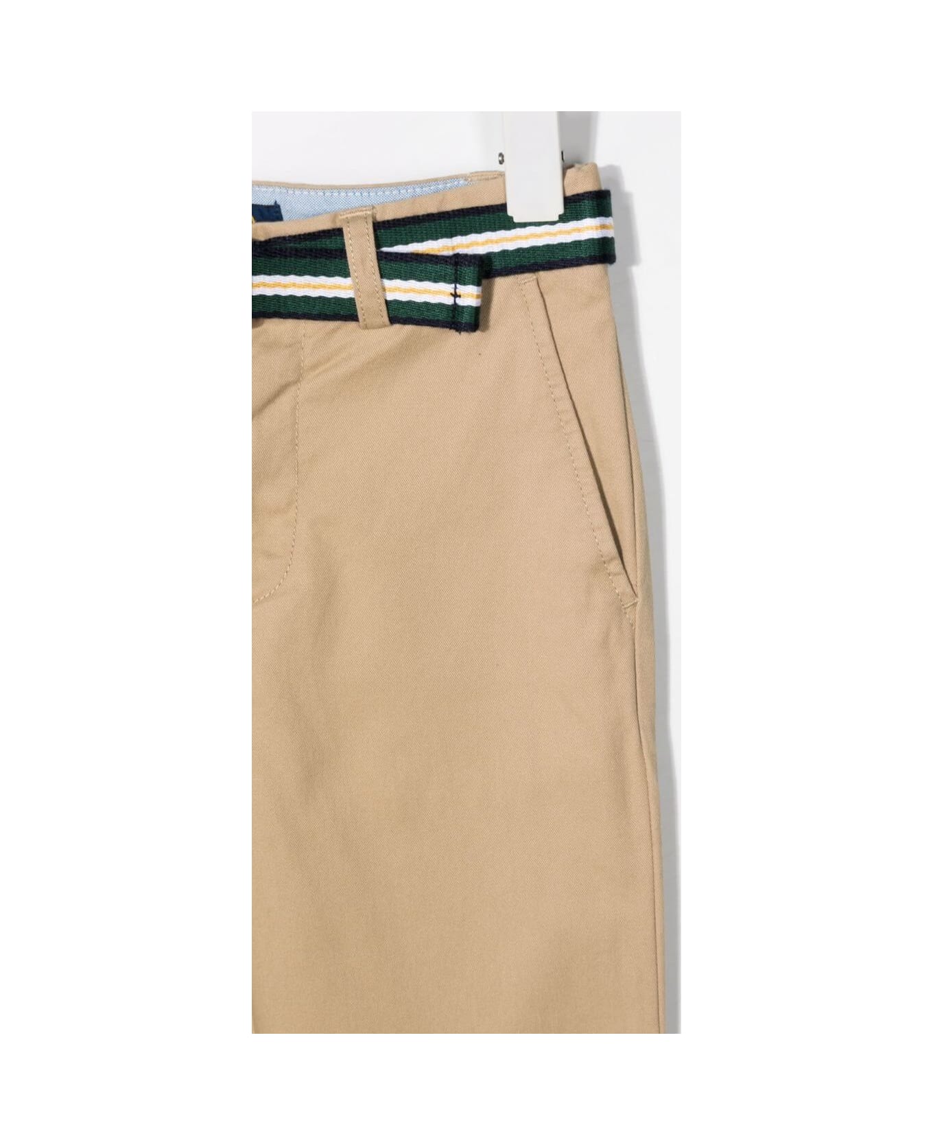 Polo Ralph Lauren Beige Pants With Waist Belt In Cotton Boy - Beige