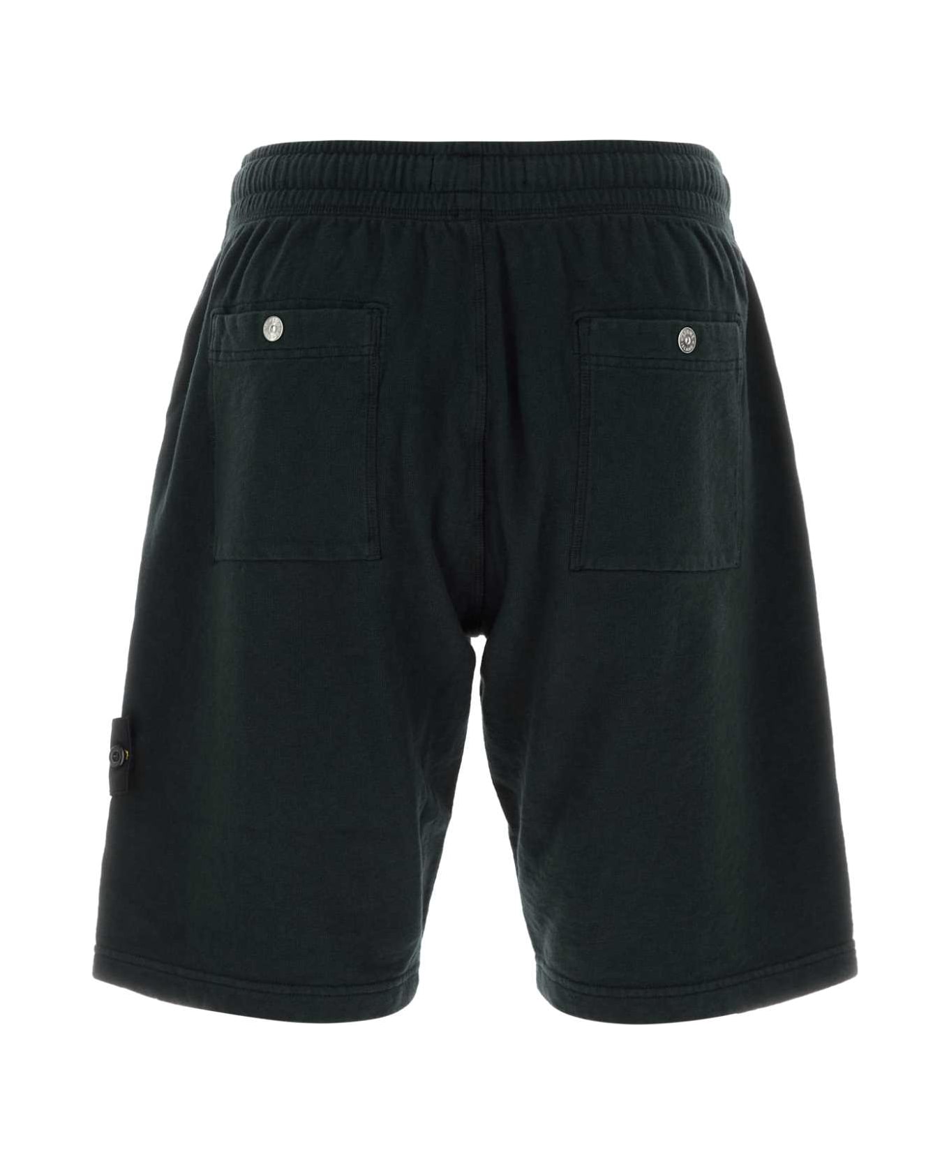 Stone Island Lack Cotton Bermuda Shorts - BLACK