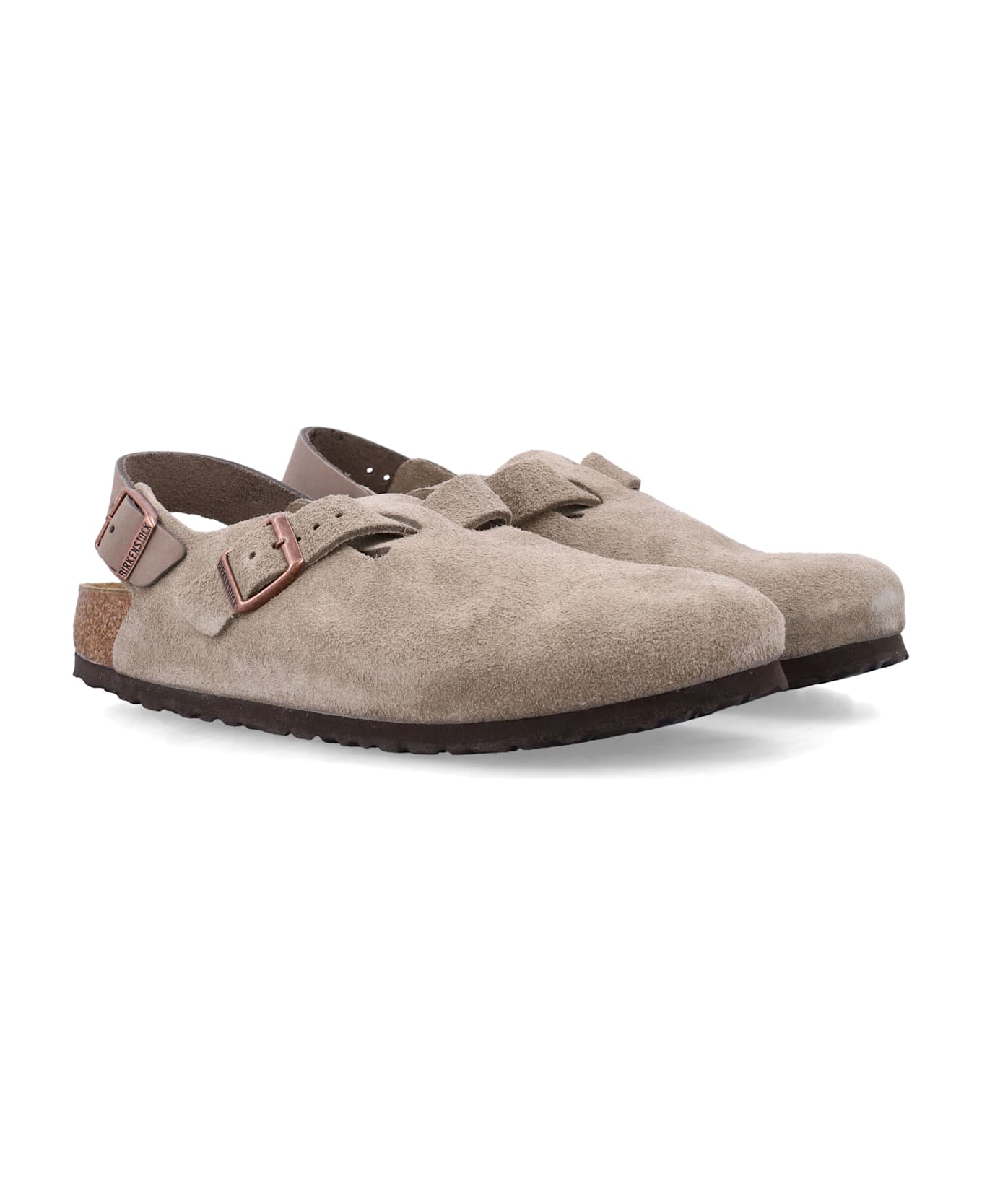 Birkenstock Tokio Nubuck Leather Mules With Strap - TAUPE