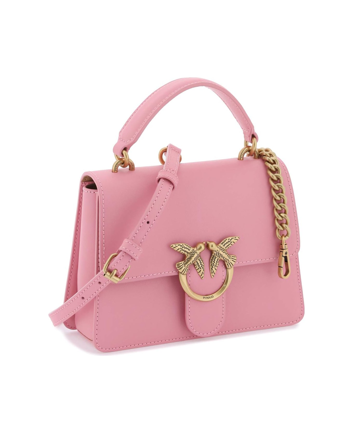 Pinko Love One Top Handle Mini Light Bag - ROSA MARINO ANTIQUE GOLD (Pink)