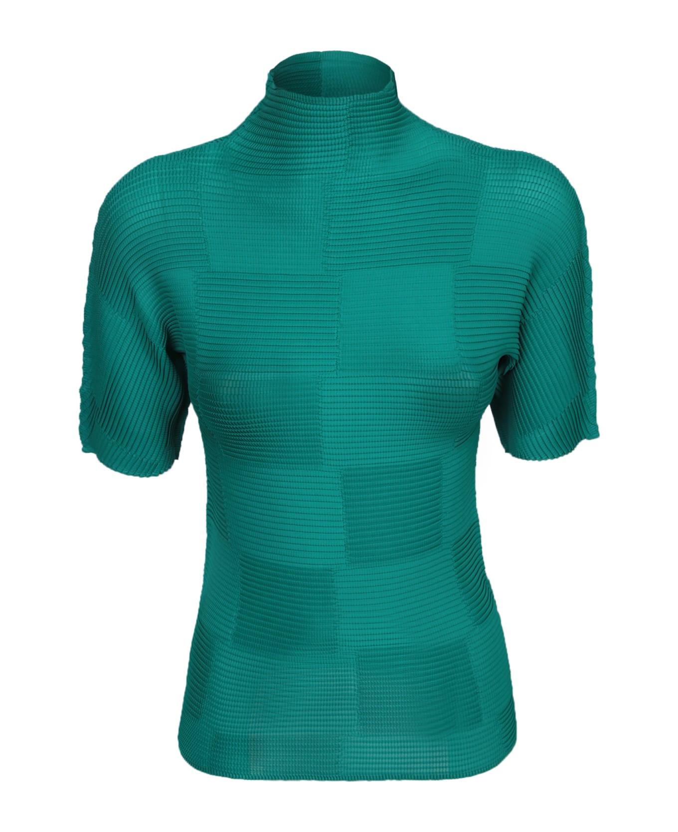 Issey Miyake Pleated Green Top - Green Tシャツ