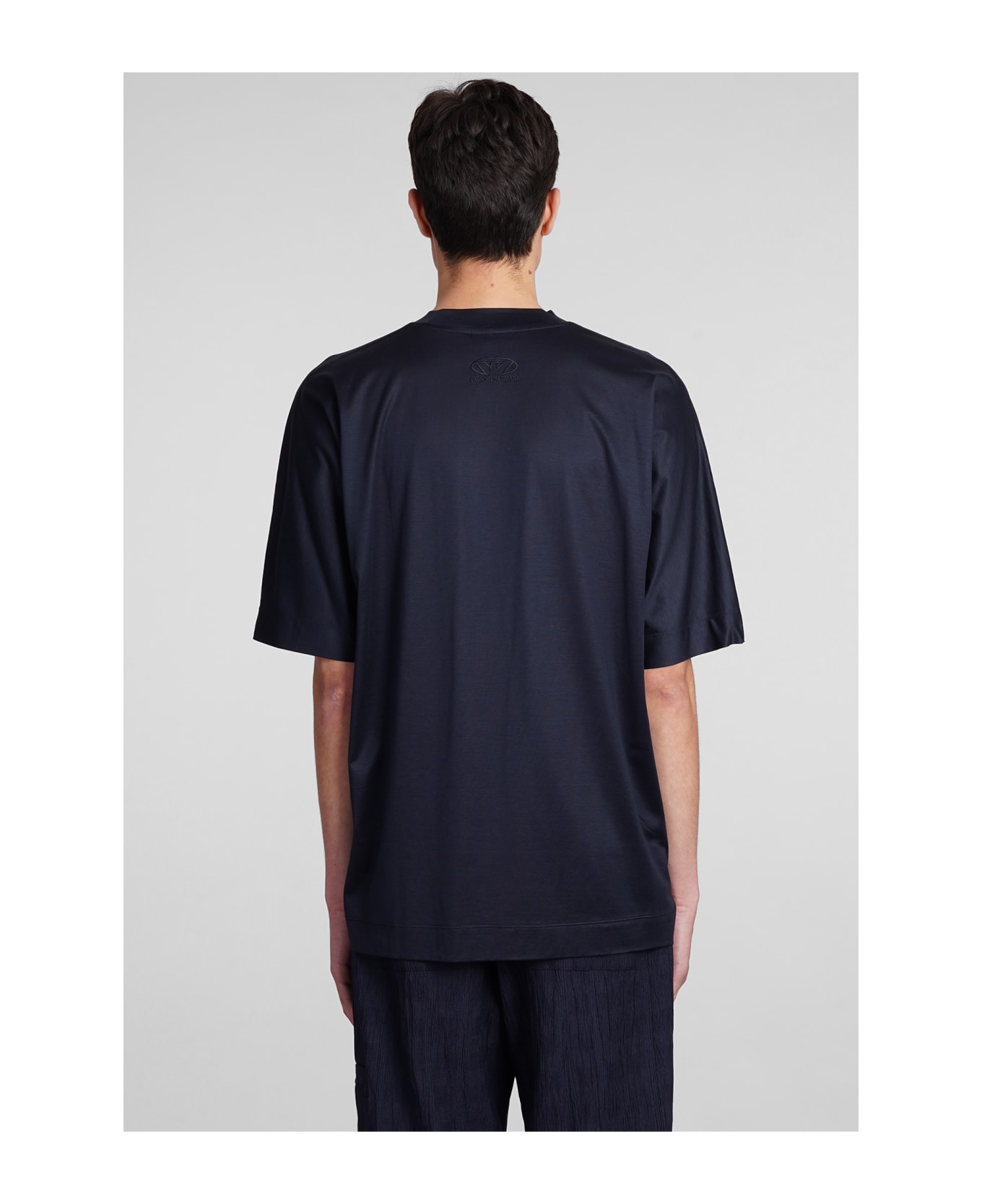 Emporio Armani T-shirt In Blue Wool And Polyester - blue