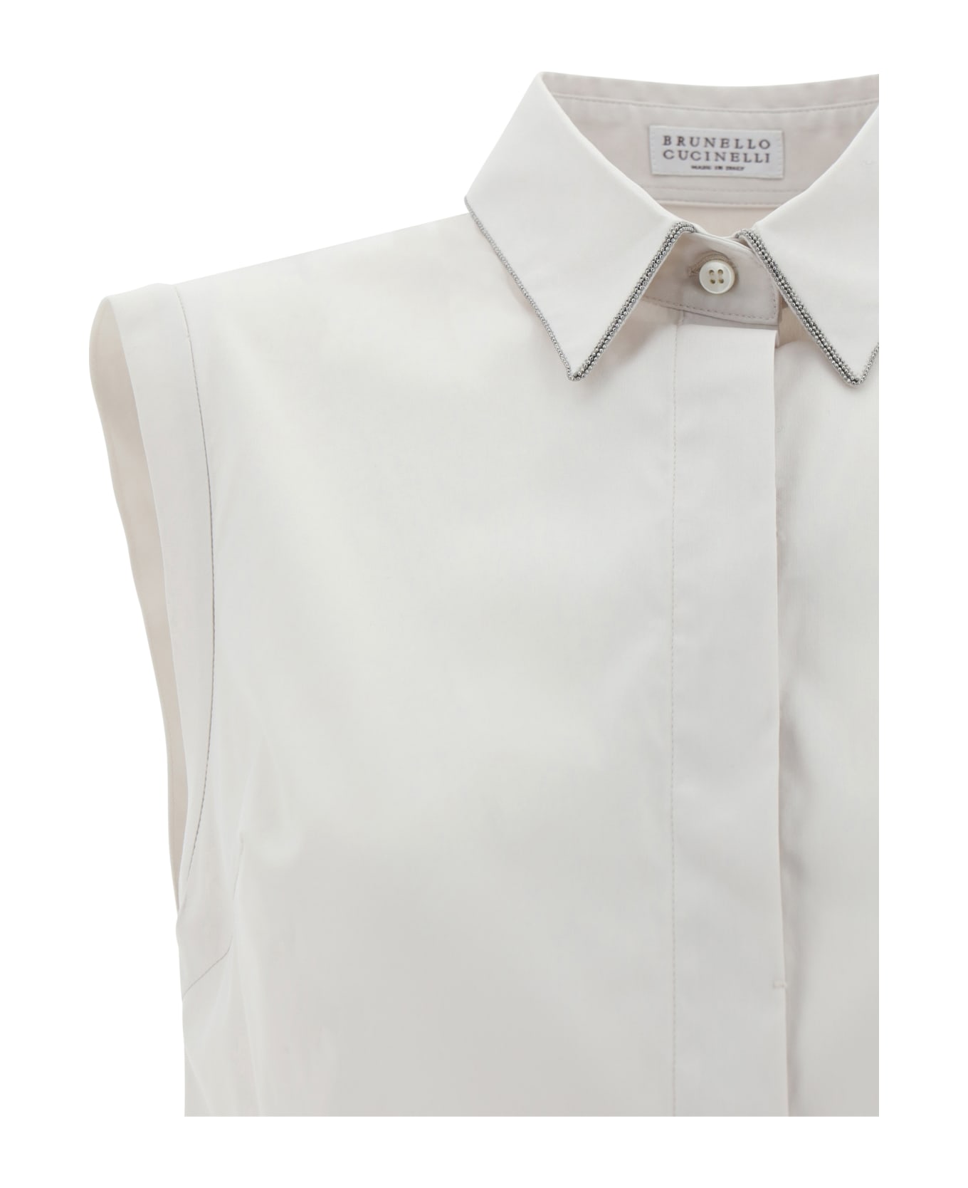 Brunello Cucinelli Sleeveless Shirt With Monili Details - White シャツ
