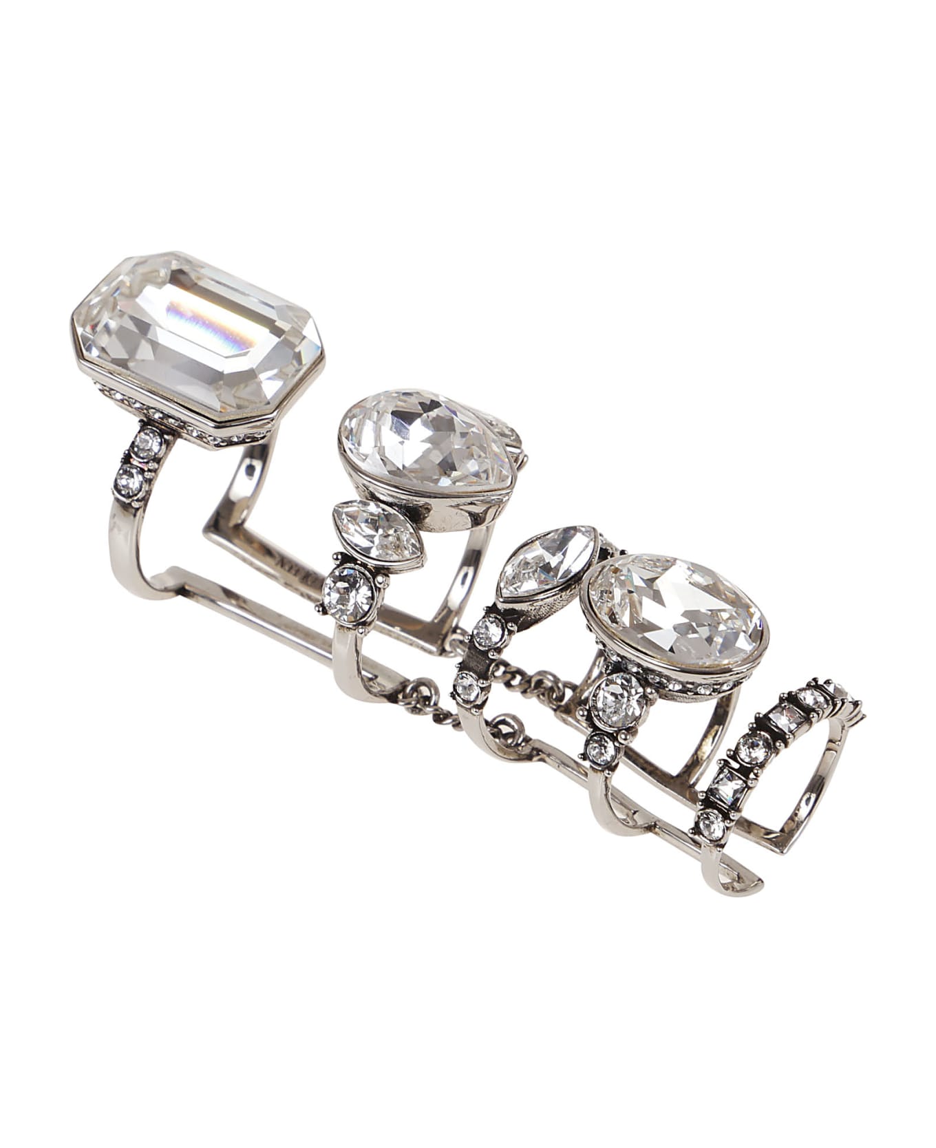 Alexander McQueen Stacked Crystal Ring - Ant Silver Sw
