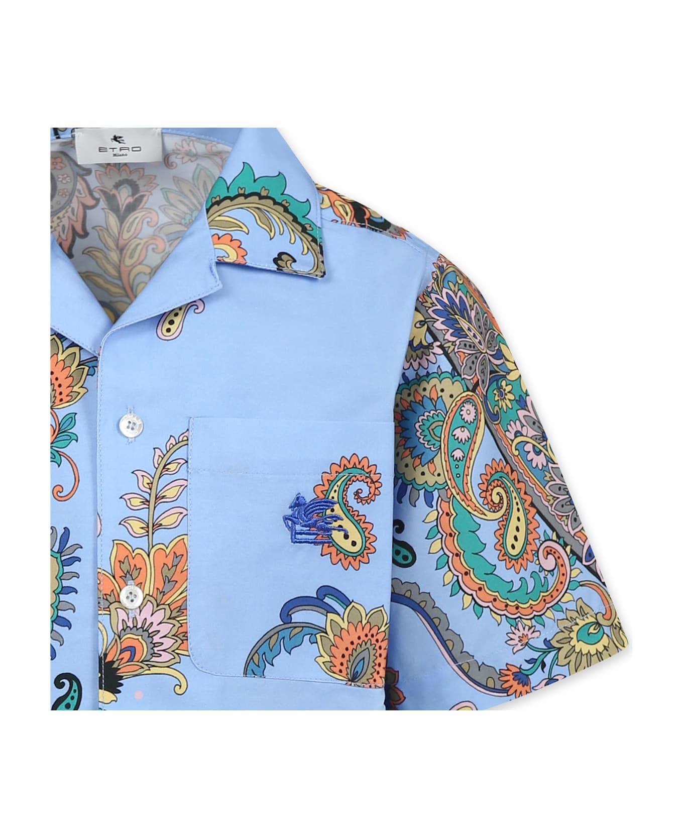 Etro Light Blue Shirt For Boy With Paisley Print - Light Blue