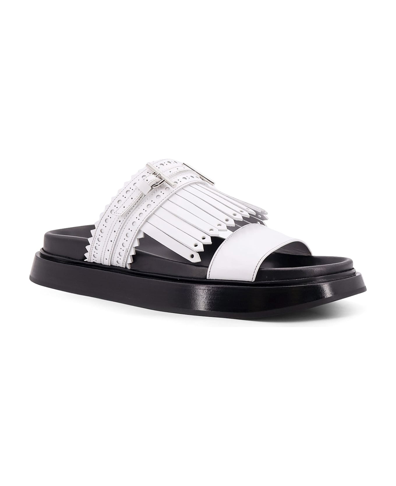 Alexander McQueen Leather Sandals With Leather Fringe - White