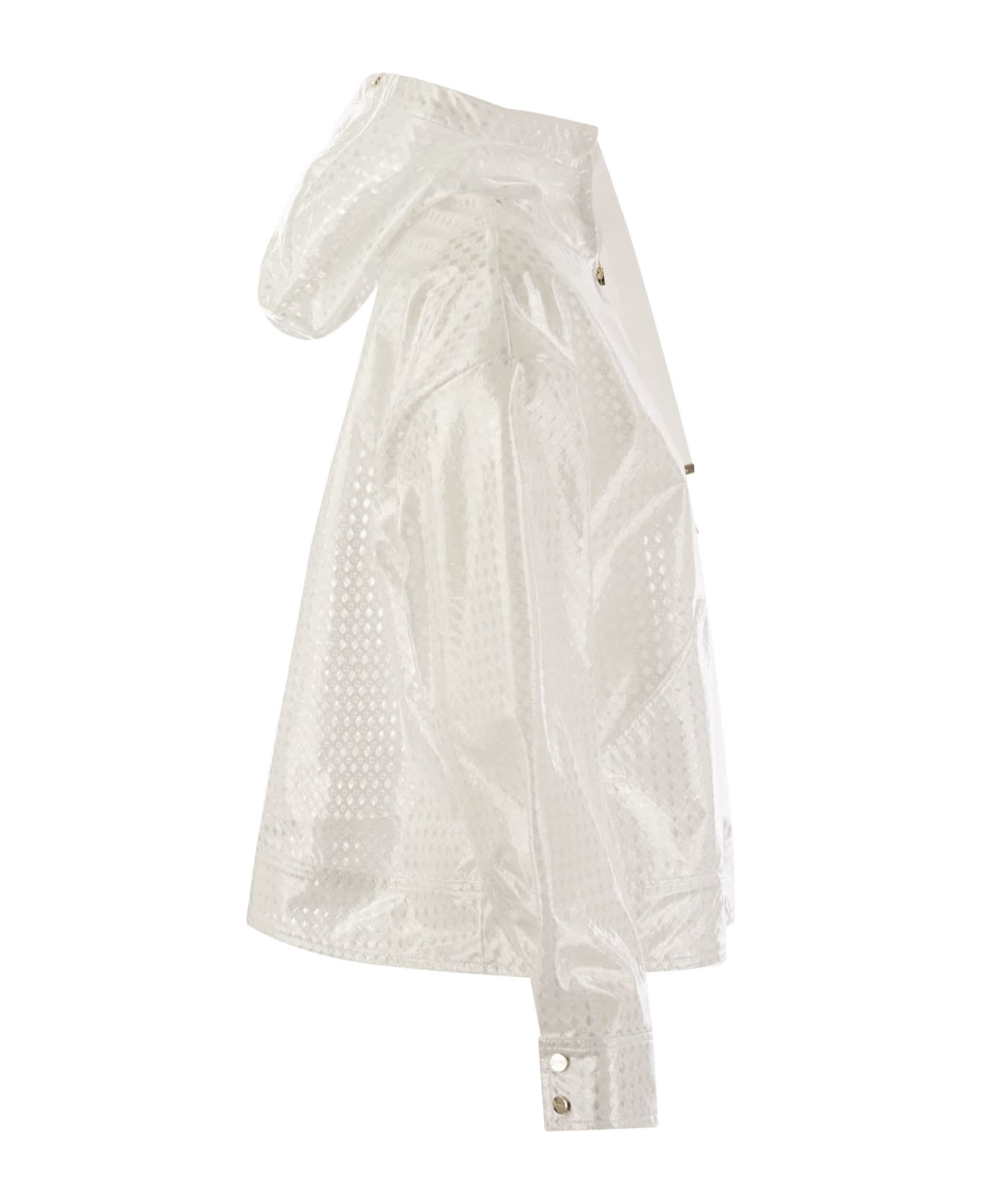 Herno A-shape In Coated Lace And Grosgrain - White ジャケット