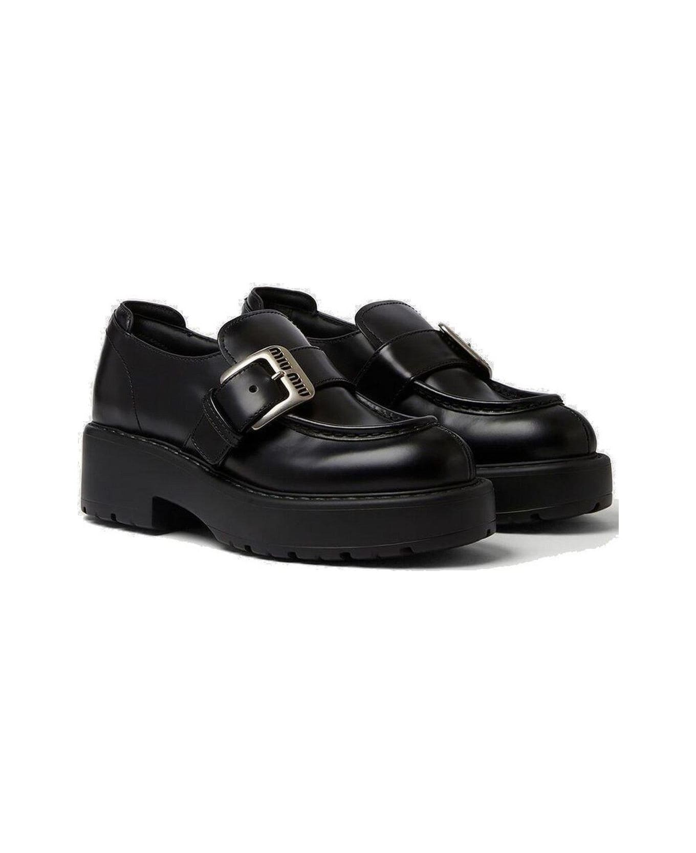 Miu Miu Logo Detailed Buckled Platform Loafers