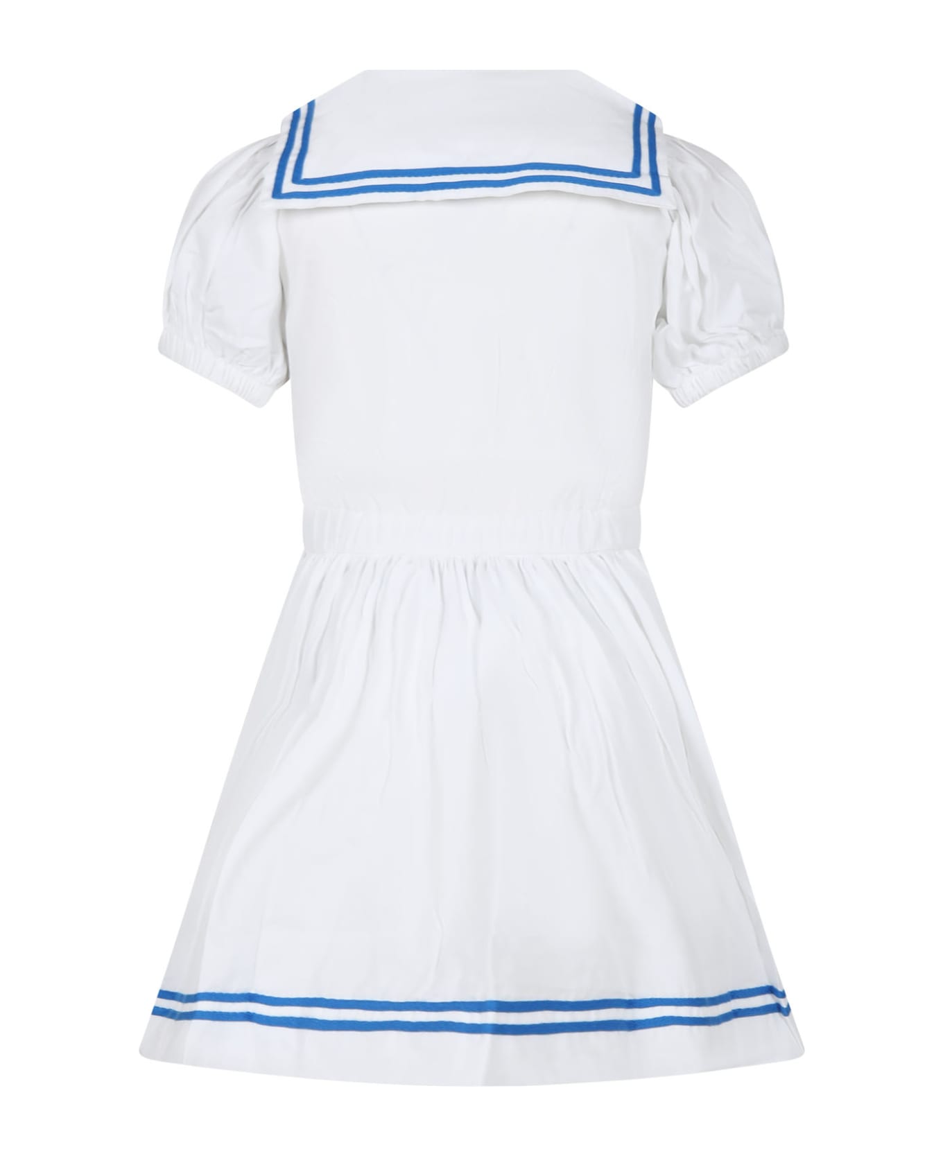 Molo White Dress For Girl With Embroidery - White
