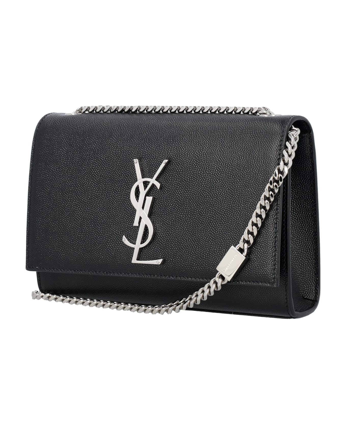 Saint Laurent Kate Small Grain De Poudre Embossed Leather Bag - BLACK