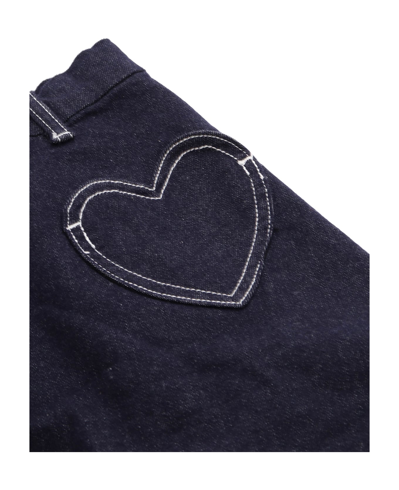 Monnalisa Denim Skirt With Heart Pockets - BLUE