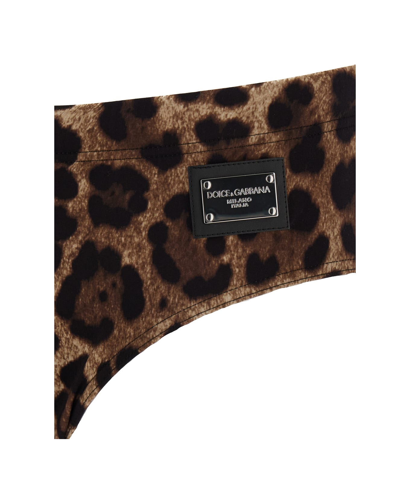 Dolce & Gabbana Brown All-over Leopard Print Swimsuit Briefs In Technical Fabric Man - Brown 水着