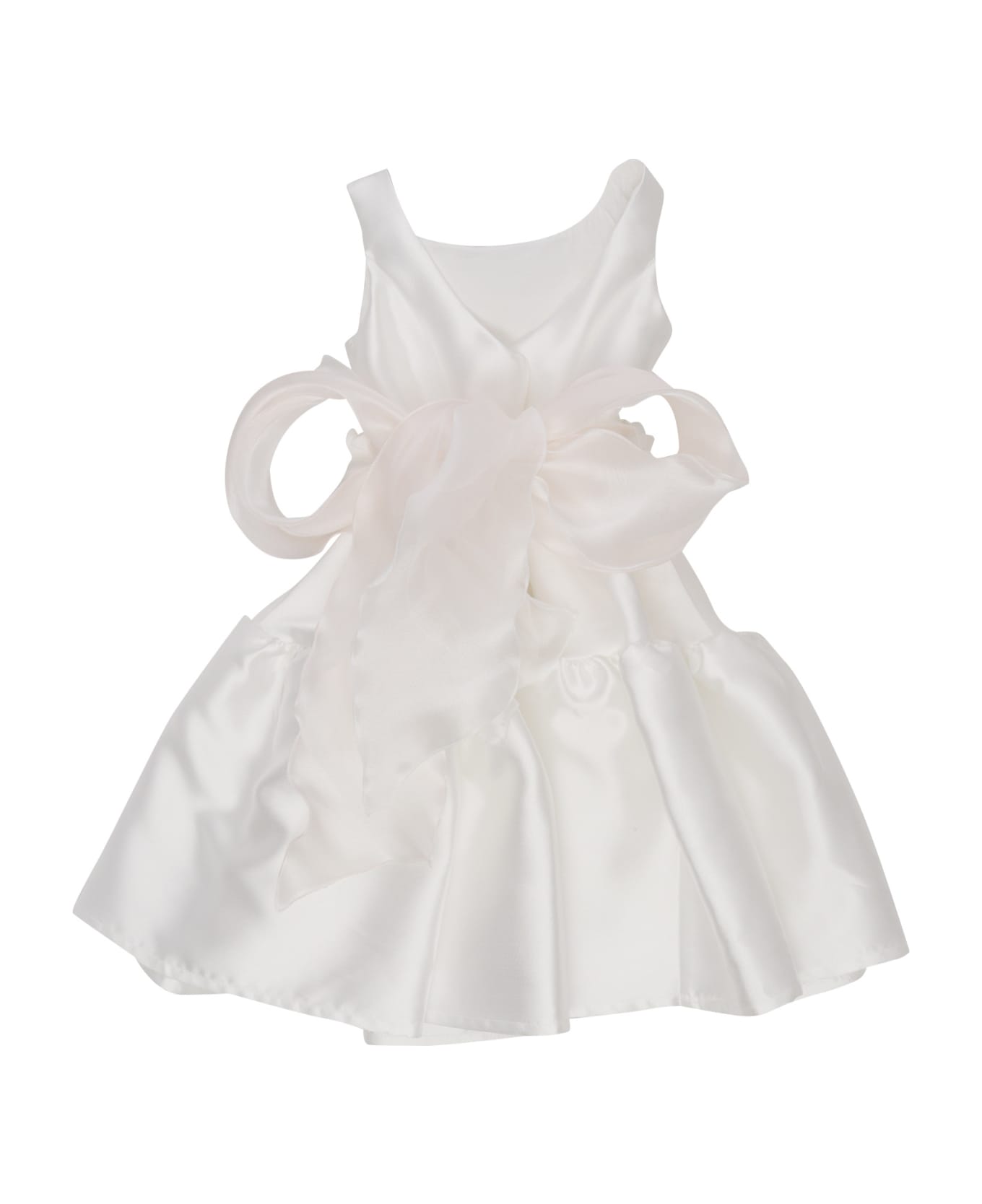 Monnalisa Cristina Mikado Dress - WHITE ワンピース＆ドレス