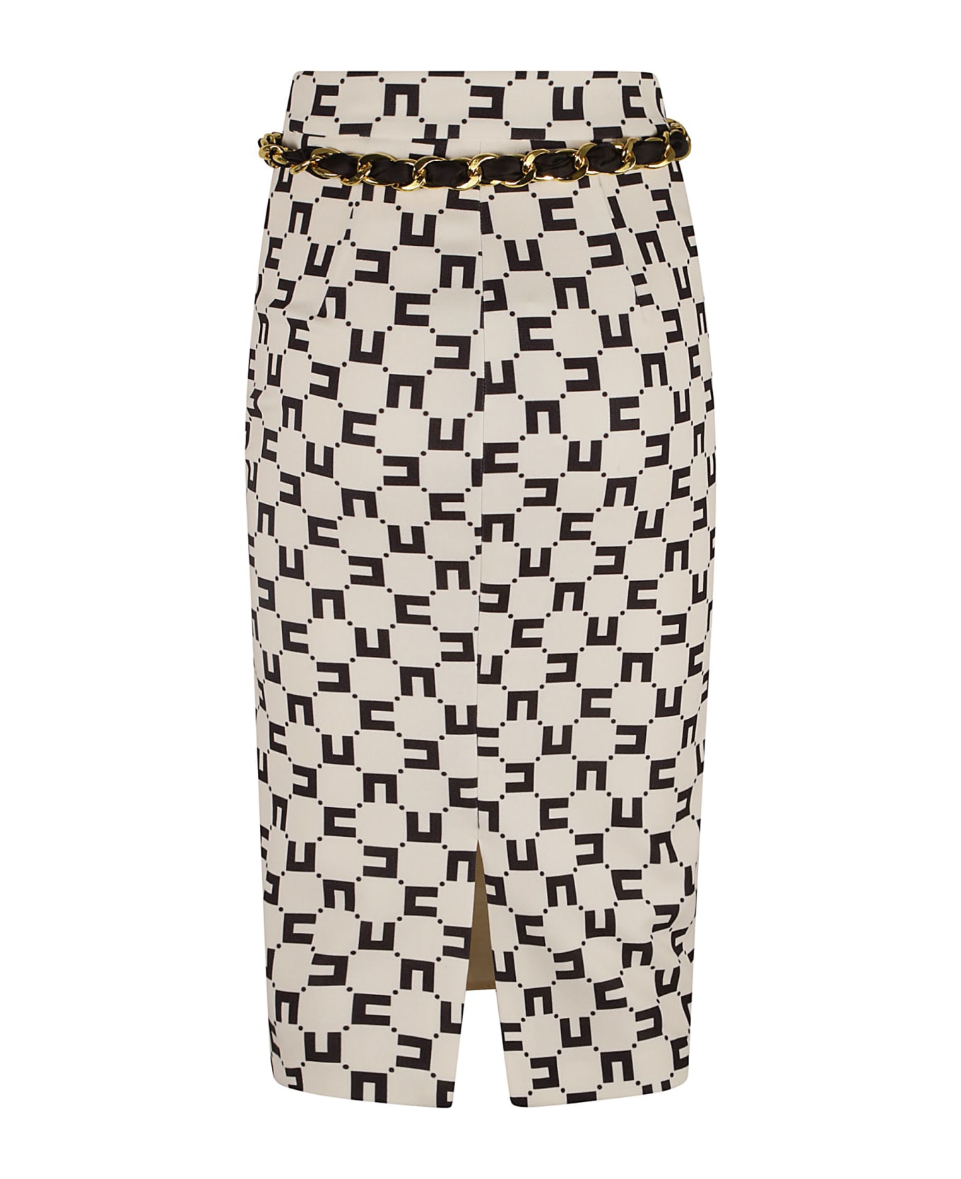 Elisabetta Franchi Belted Waist Chain-link Print Skirt - Butter Black スカート