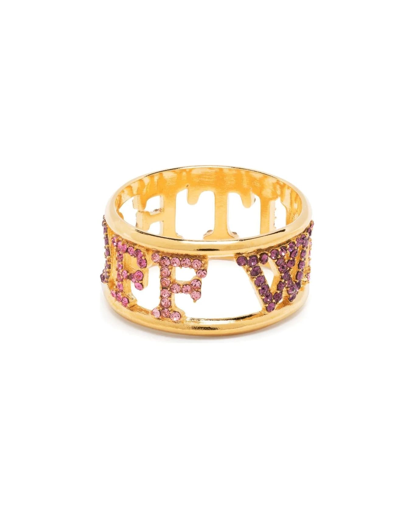 Off-White Pavè Ring With Logo - Oro