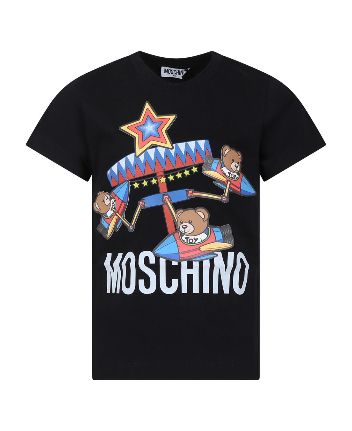 Moschino Black T-shirt For Kids With Teddy Bears Print - Black